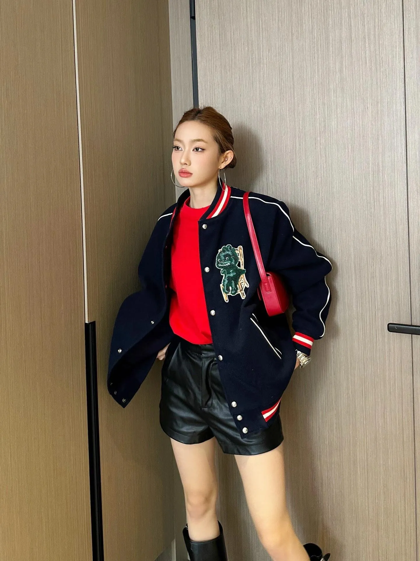 Dior/Dior Dinosaur Letter Embroidered Baseball Jacket Jacket