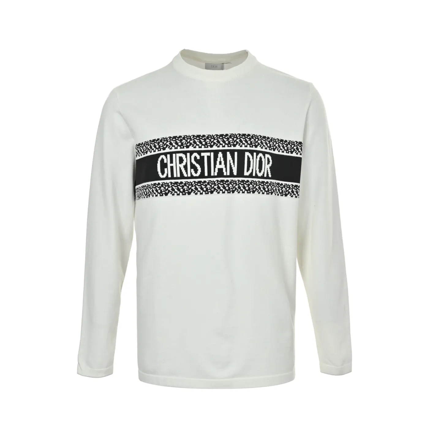 Dior Chest Letter Jacquard Knit Crewneck Sweater