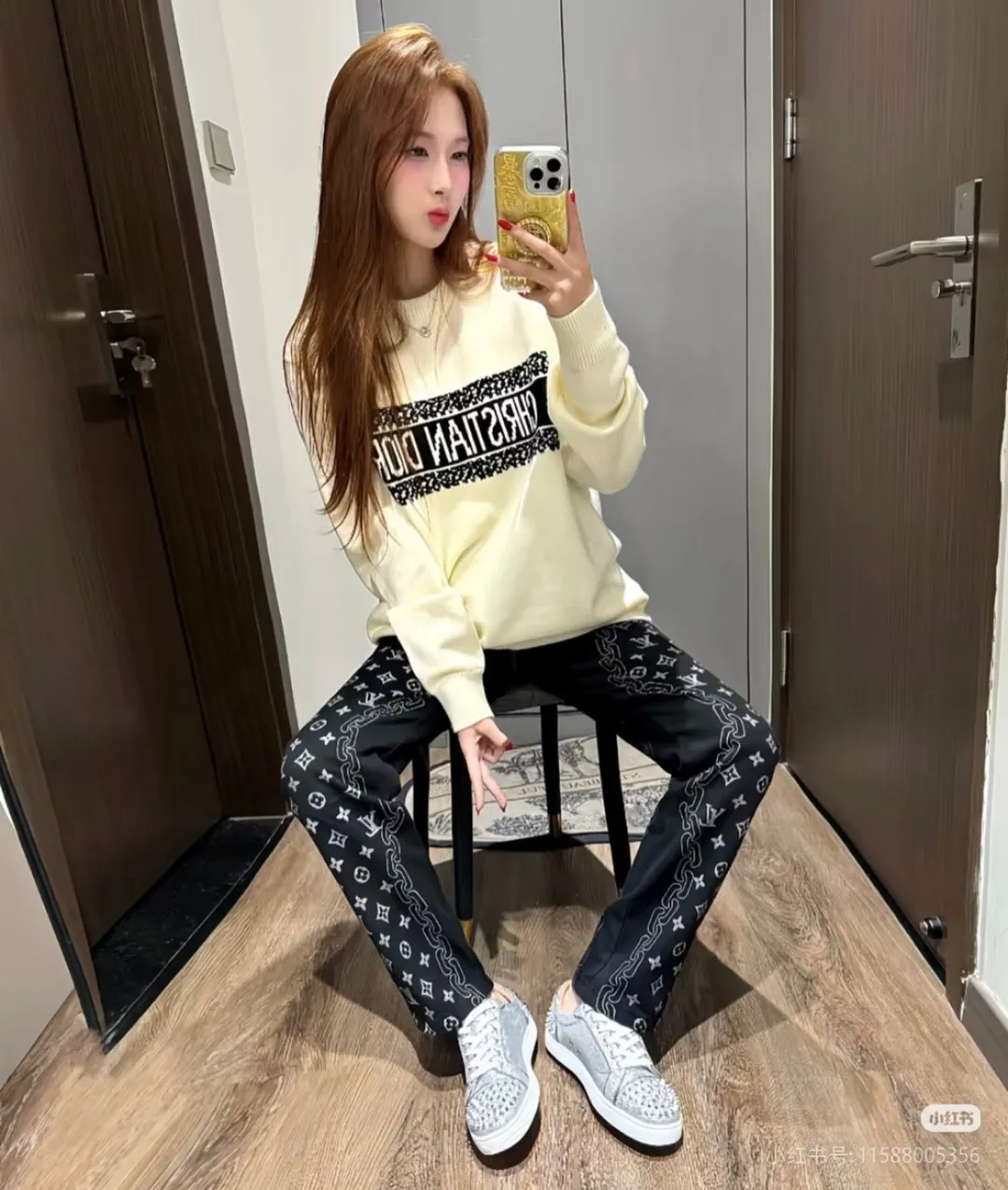 Dior Chest Letter Jacquard Knit Crewneck Sweater