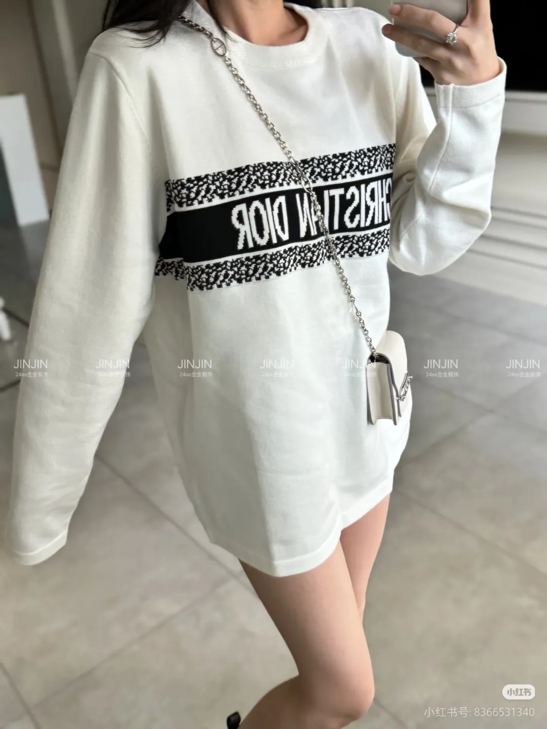 Dior Chest Letter Jacquard Knit Crewneck Sweater