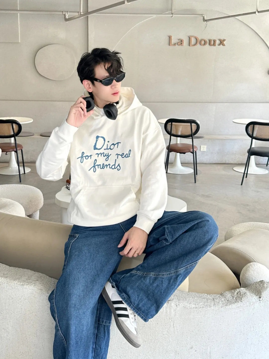 Dior/Dior Tagline Letter Embroidered Hooded Sweatshirt