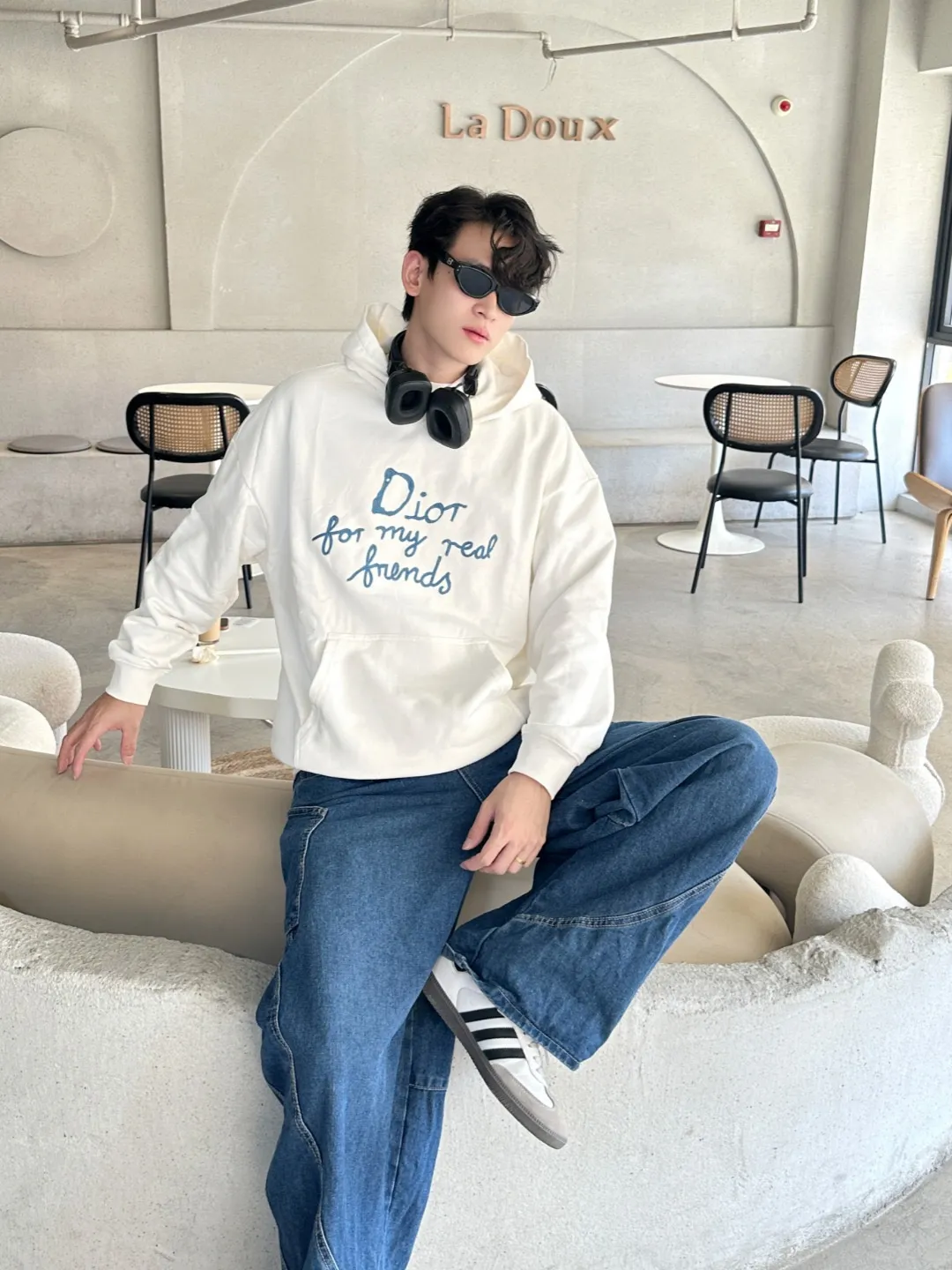 Dior/Dior Tagline Letter Embroidered Hooded Sweatshirt