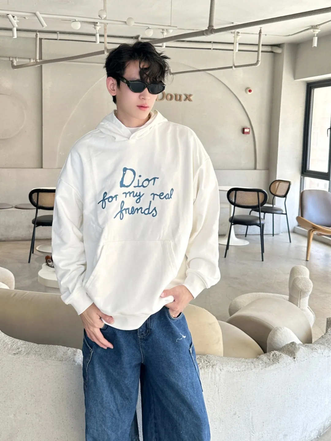 Dior/Dior Tagline Letter Embroidered Hooded Sweatshirt