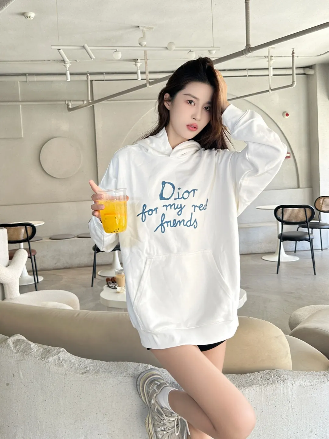 Dior/Dior Tagline Letter Embroidered Hooded Sweatshirt