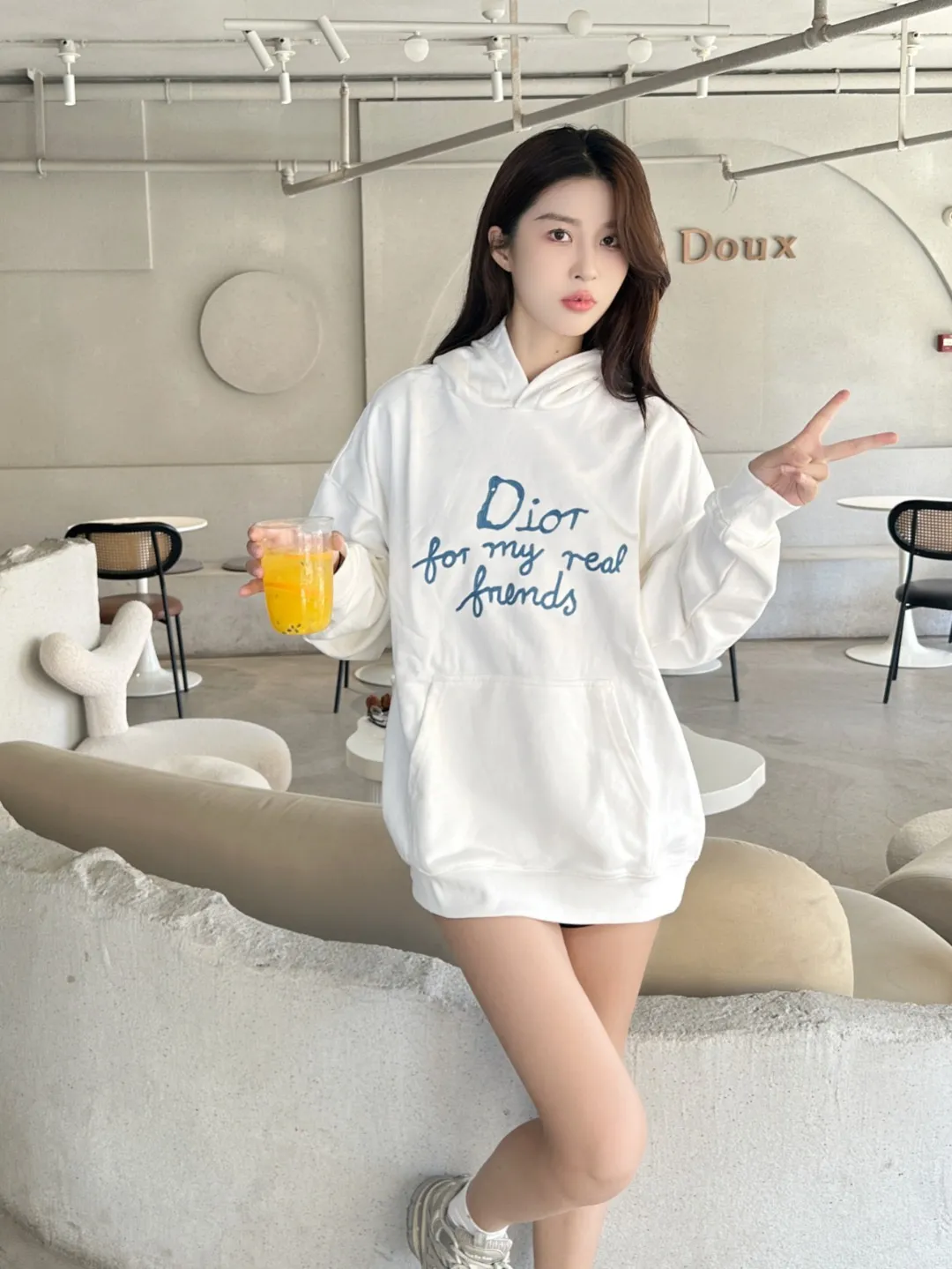 Dior/Dior Tagline Letter Embroidered Hooded Sweatshirt