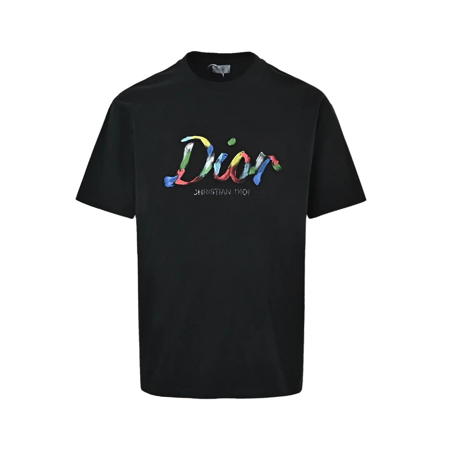 Dior/Dior color oil painting hand-painted signature embossed short sleeves