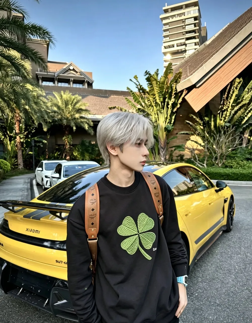Dior/Dior 26Fw Four Leaf Clover Embroidered Round Neck Sweatshirt