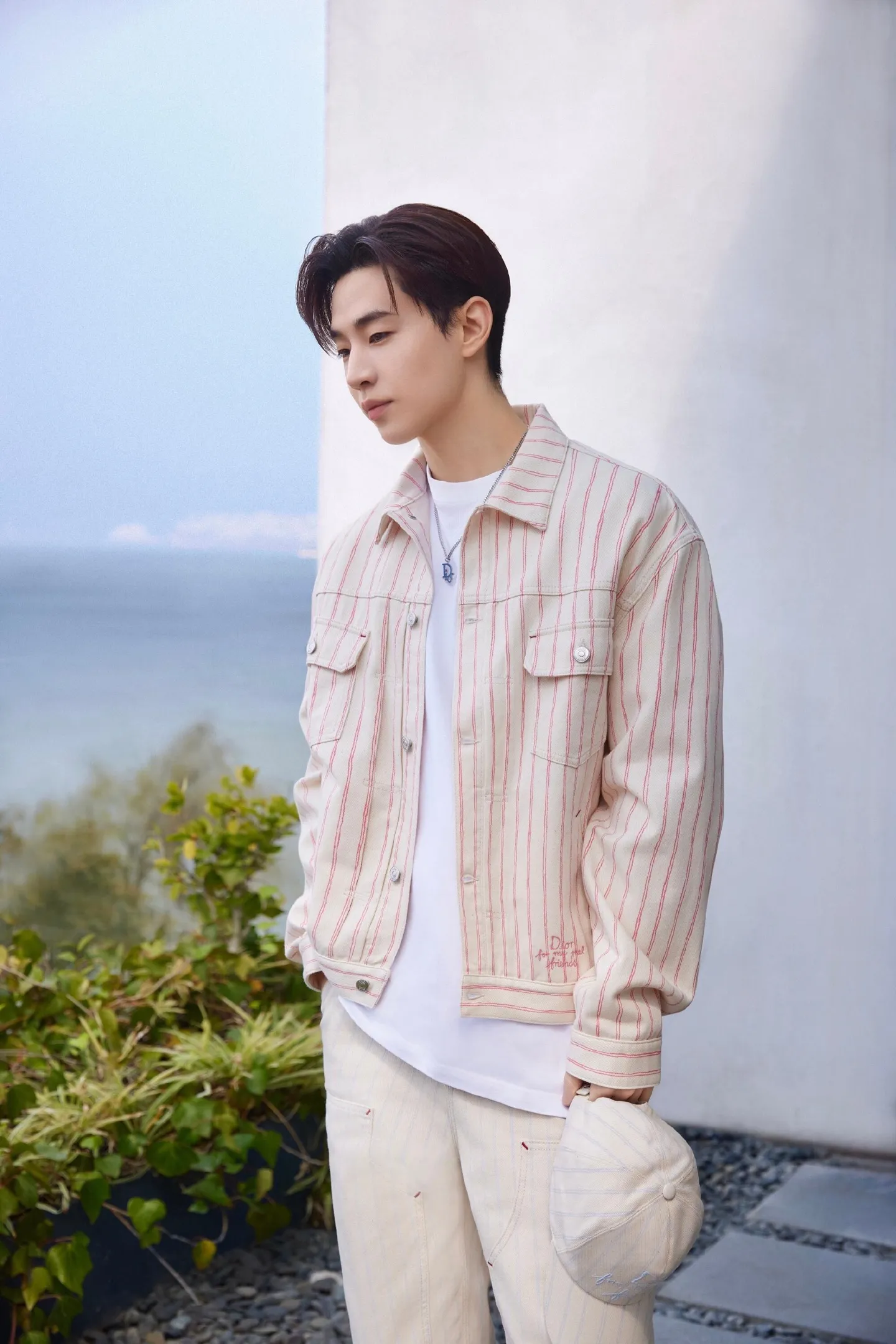 Dior/Dior 25Fw embroidered letter striped denim jacket
