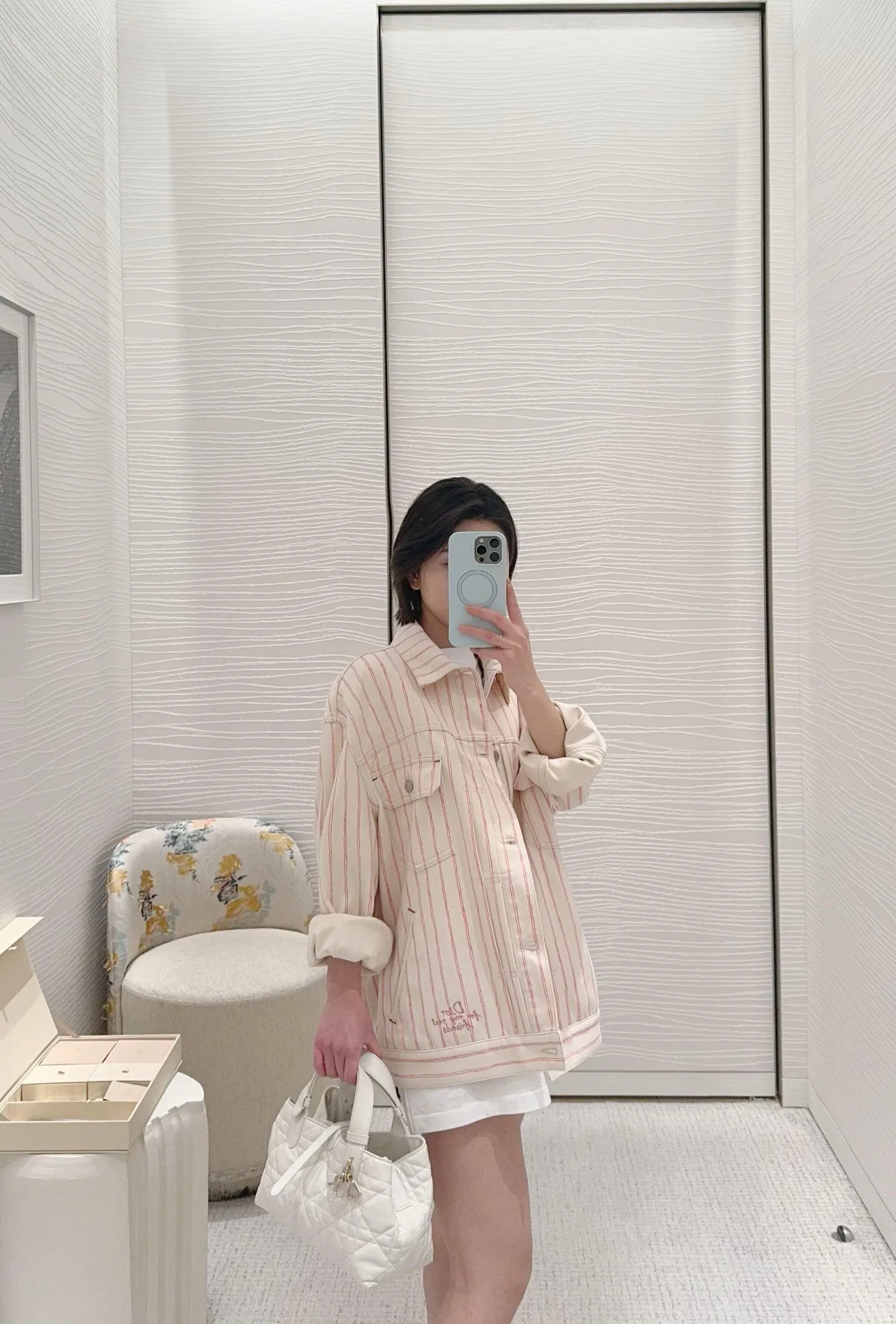 Dior/Dior 25Fw embroidered letter striped denim jacket