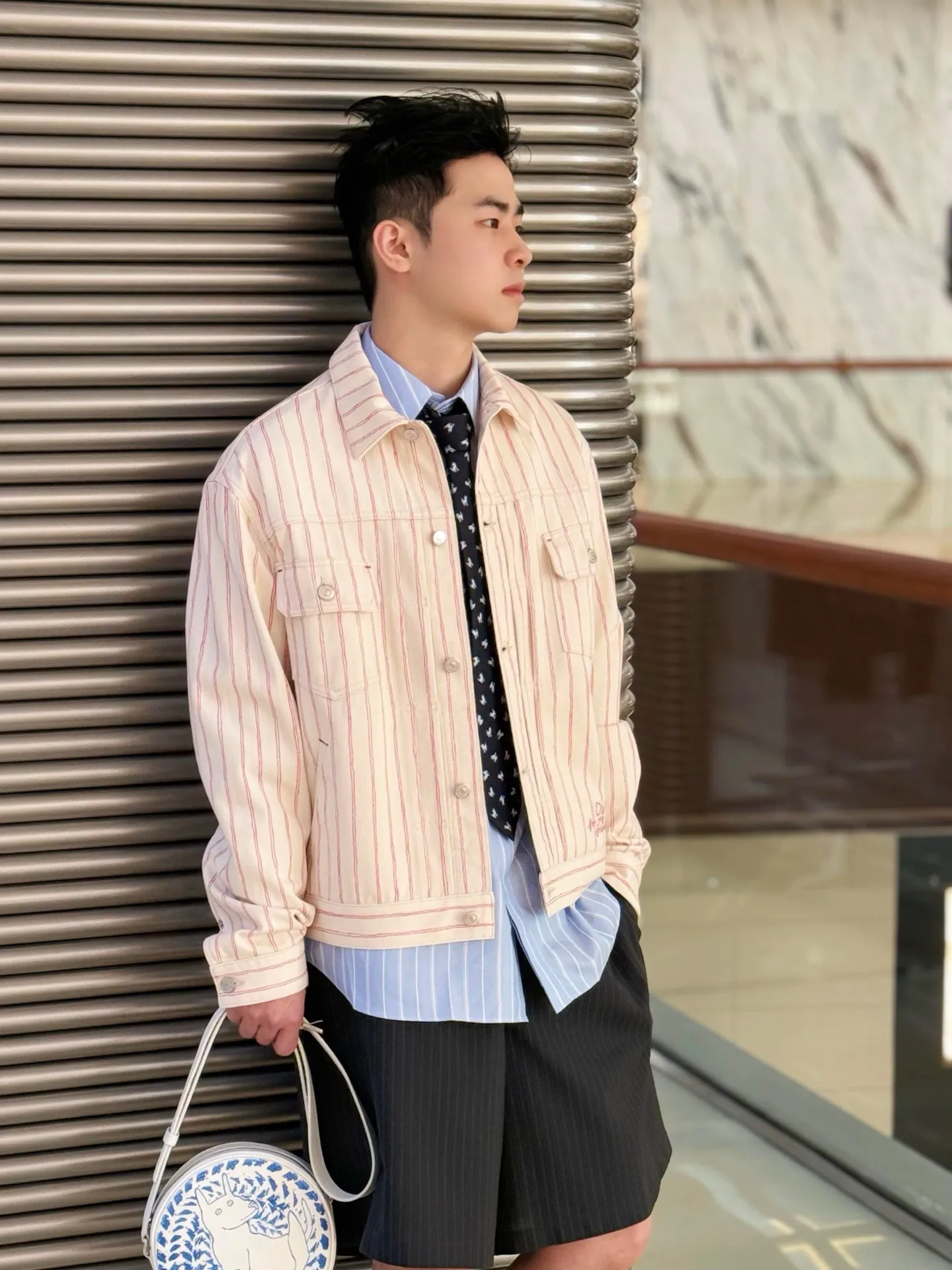 Dior/Dior 25Fw embroidered letter striped denim jacket