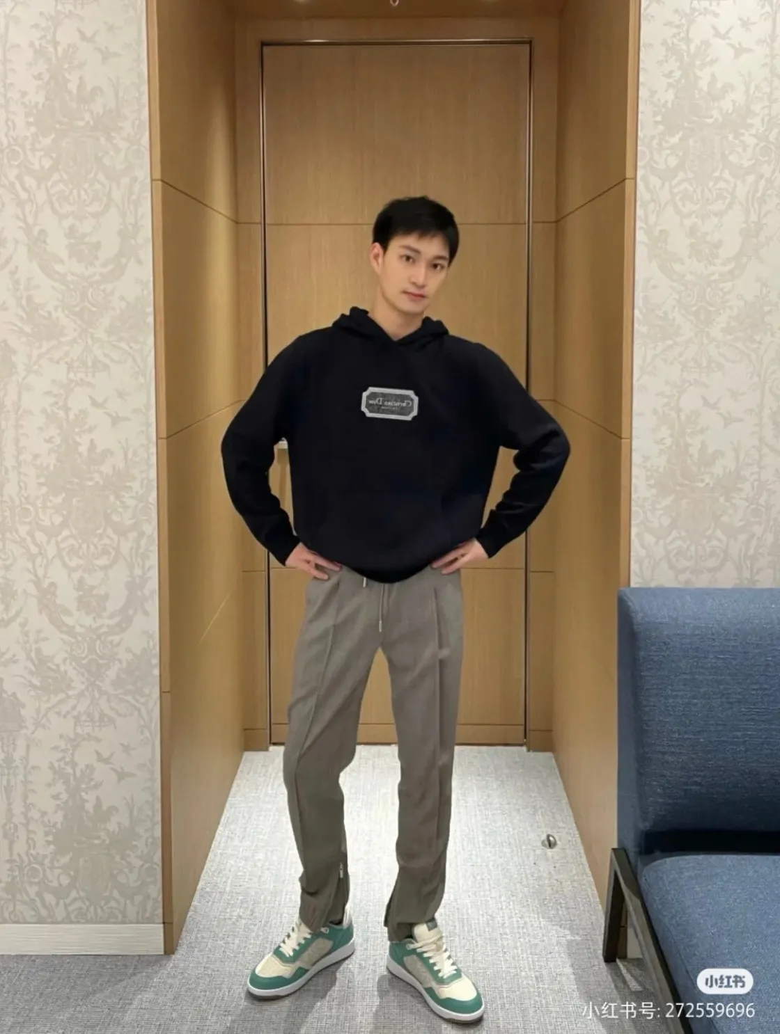Dior/Dior 22Fw embroidered silver label hooded sweatshirt