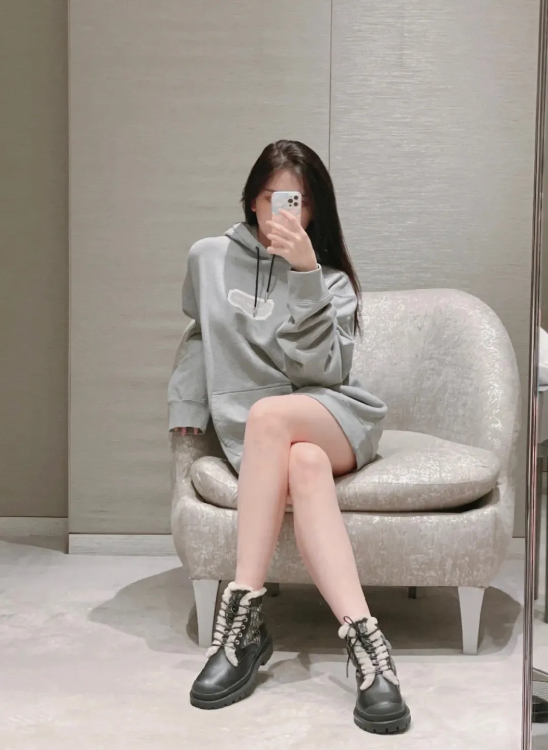 Dior/Dior 22Fw embroidered silver label hooded sweatshirt
