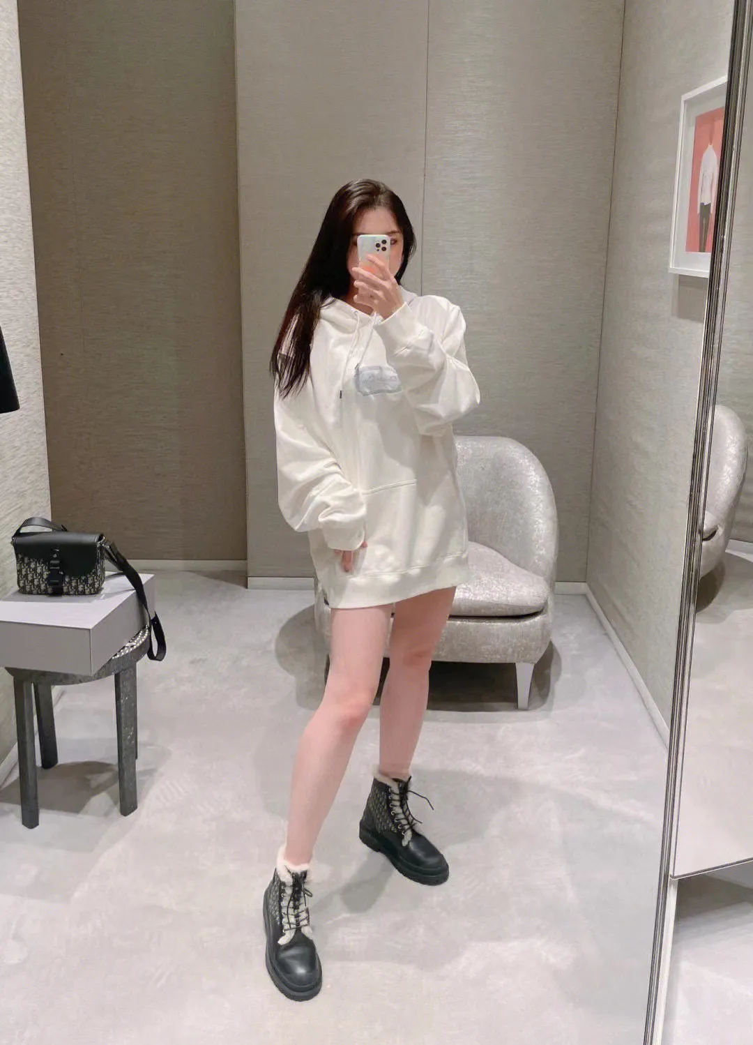 Dior/Dior 22Fw embroidered silver label hooded sweatshirt