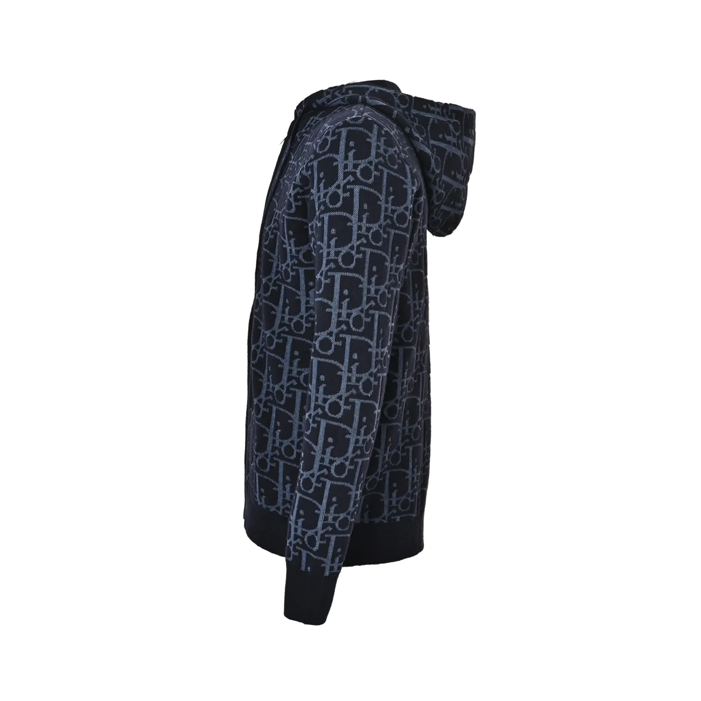 Dior/Dior old flower all over printed jacquard knitted zipper hooded jacket