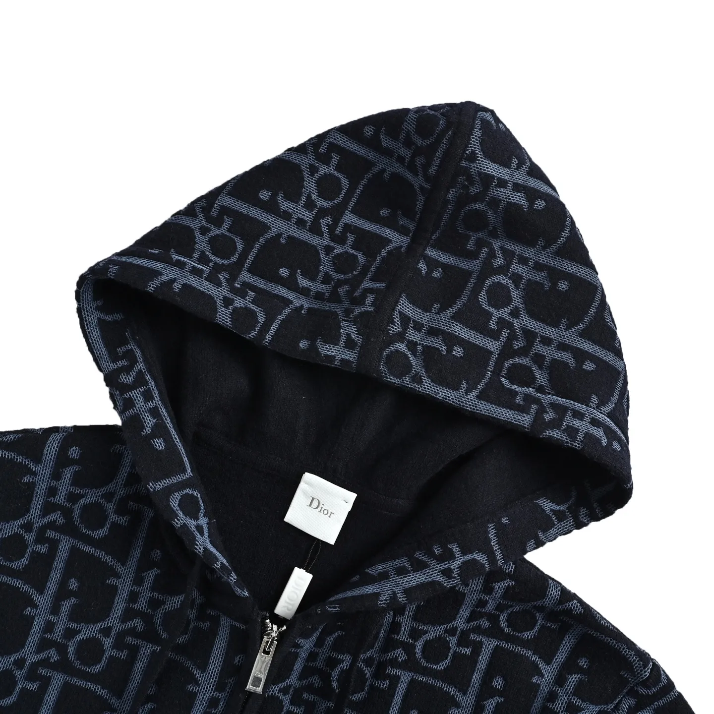Dior/Dior old flower all over printed jacquard knitted zipper hooded jacket