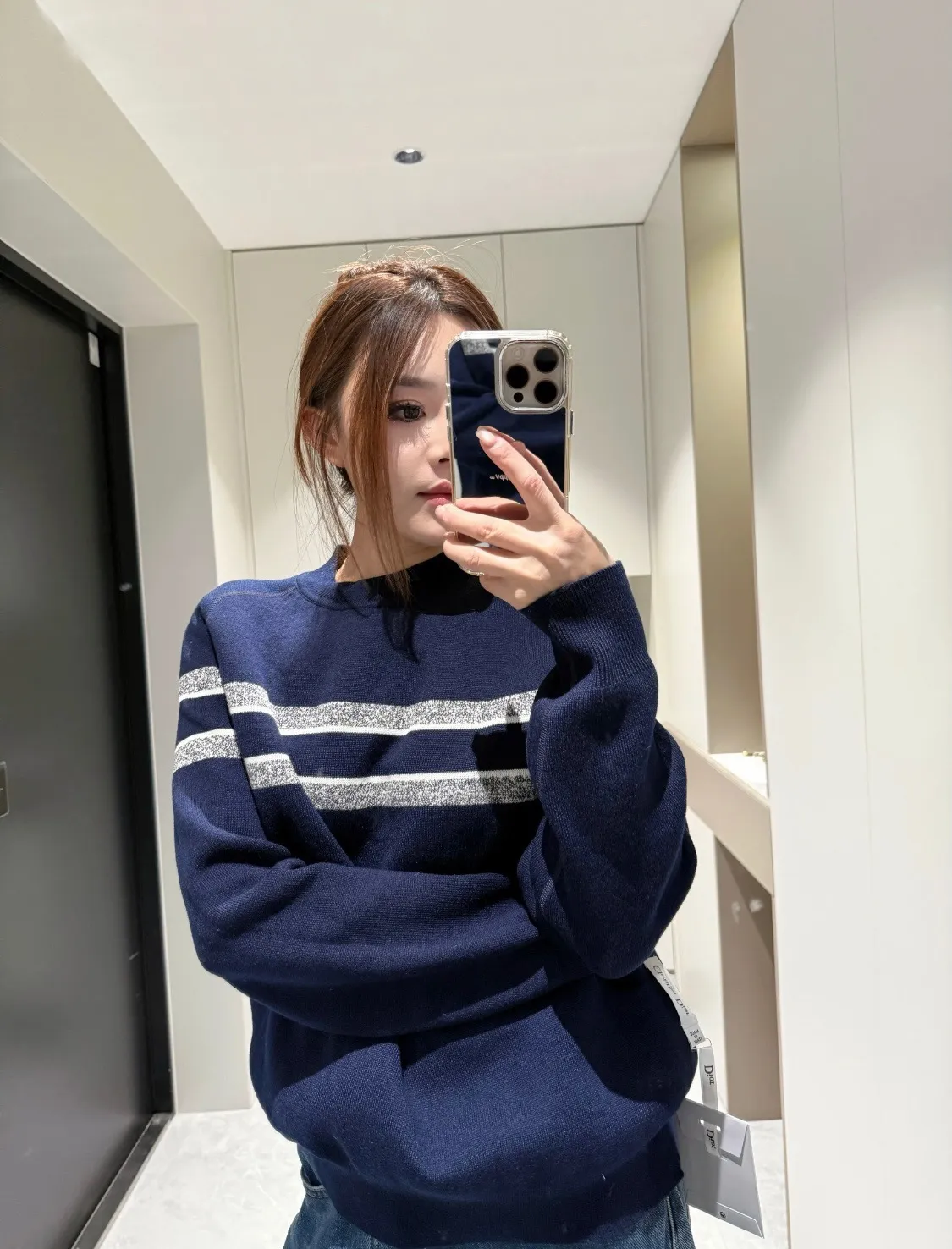 Dior/Dior 23Fw Oblique old flower jacquard knitted cashmere double-sided crew neck sweater