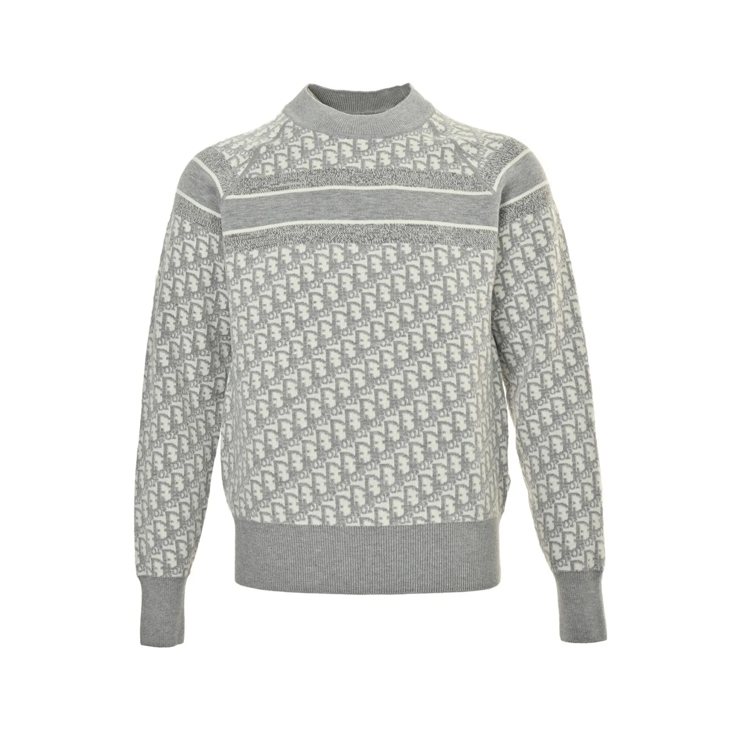 Dior/Dior 23Fw Oblique old flower jacquard knitted cashmere double-sided crew neck sweater