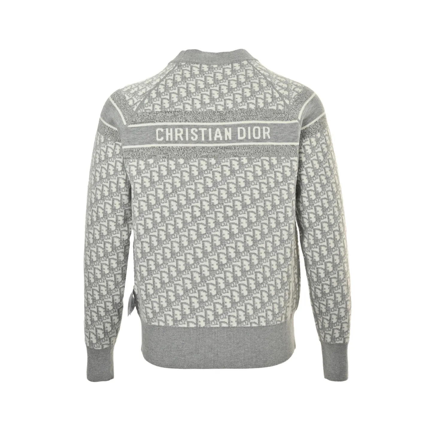 Dior/Dior 23Fw Oblique old flower jacquard knitted cashmere double-sided crew neck sweater