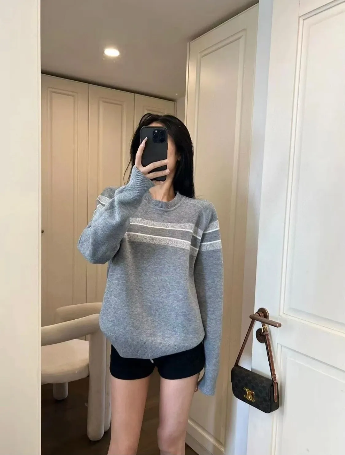 Dior/Dior 23Fw Oblique old flower jacquard knitted cashmere double-sided crew neck sweater