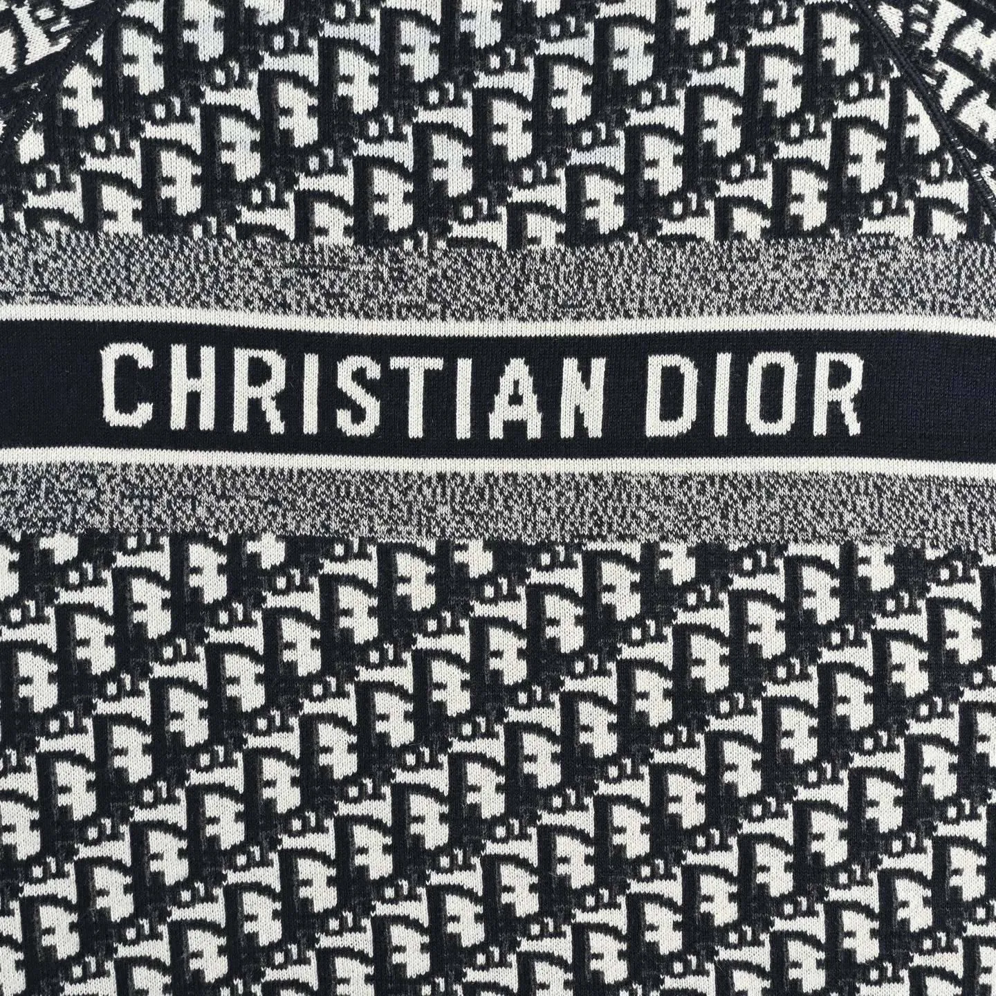 Dior/Dior 23Fw Oblique old flower jacquard knitted cashmere double-sided crew neck sweater