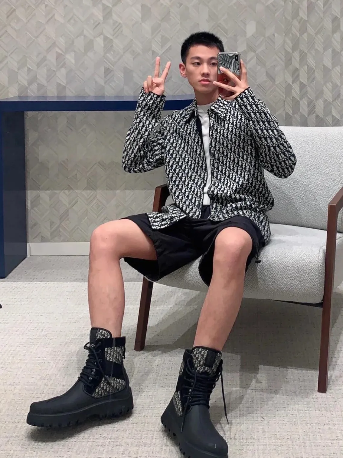 Dior/Dior printed jacquard shirt jacket