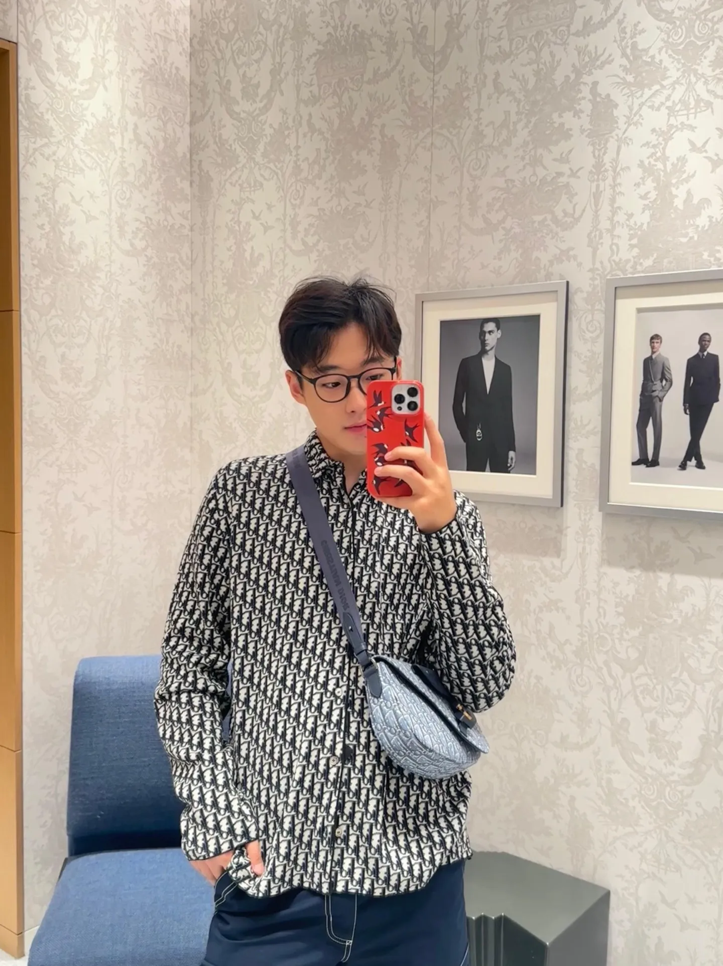 Dior/Dior printed jacquard shirt jacket