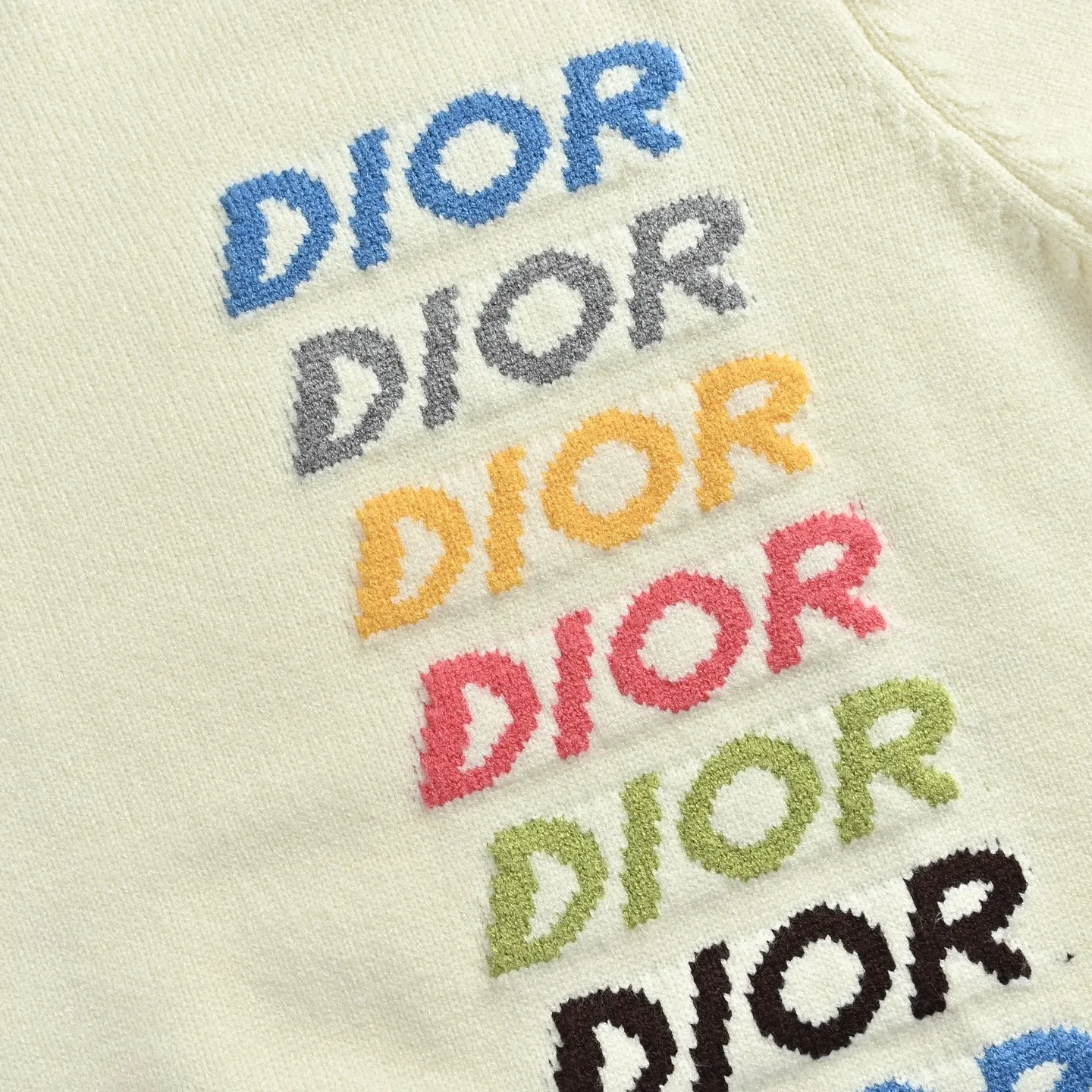 Dior/Dior rainbow letter logo jacquard striped crew neck sweater