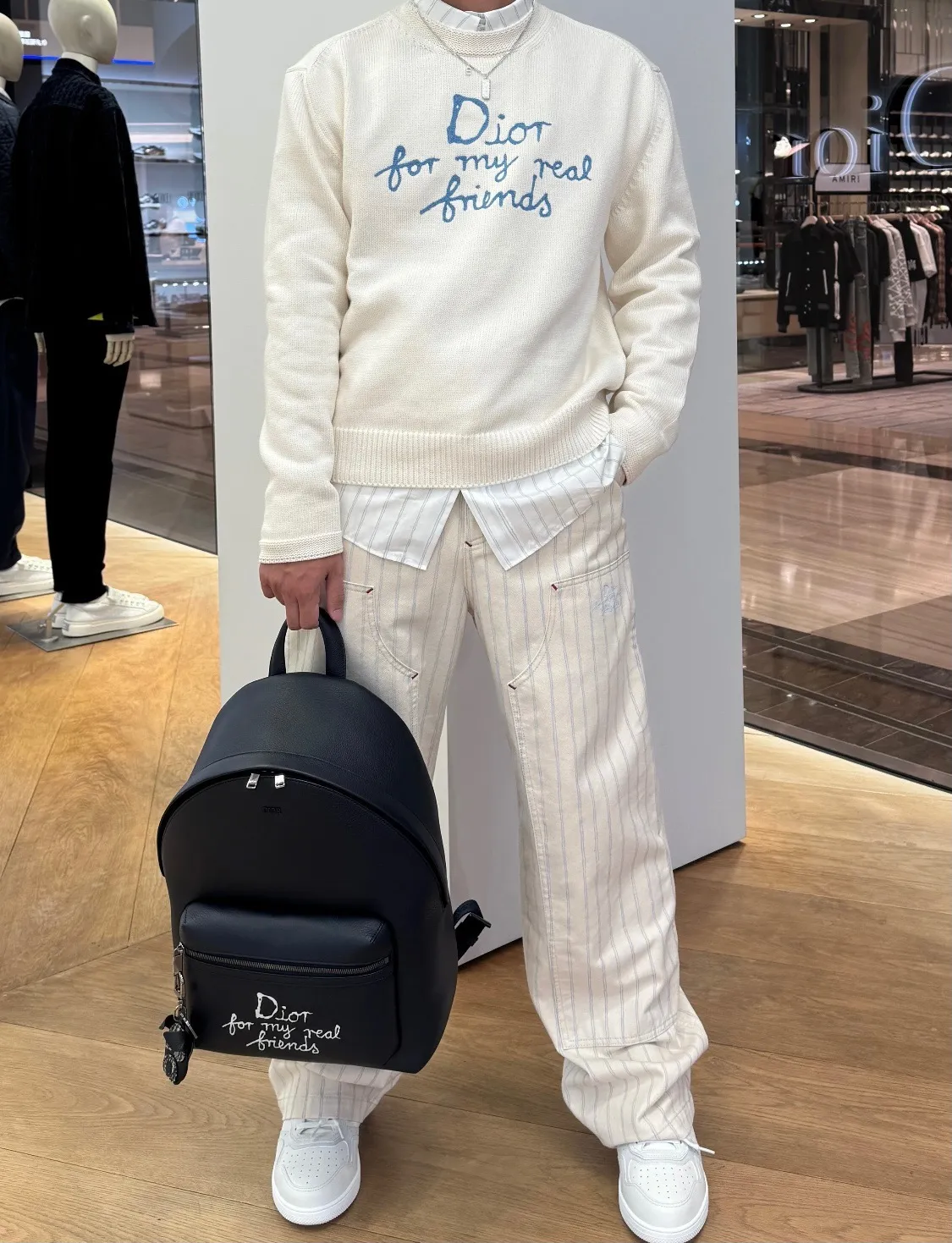 Dior/Dior 25Fw letter embroidered crew neck sweater