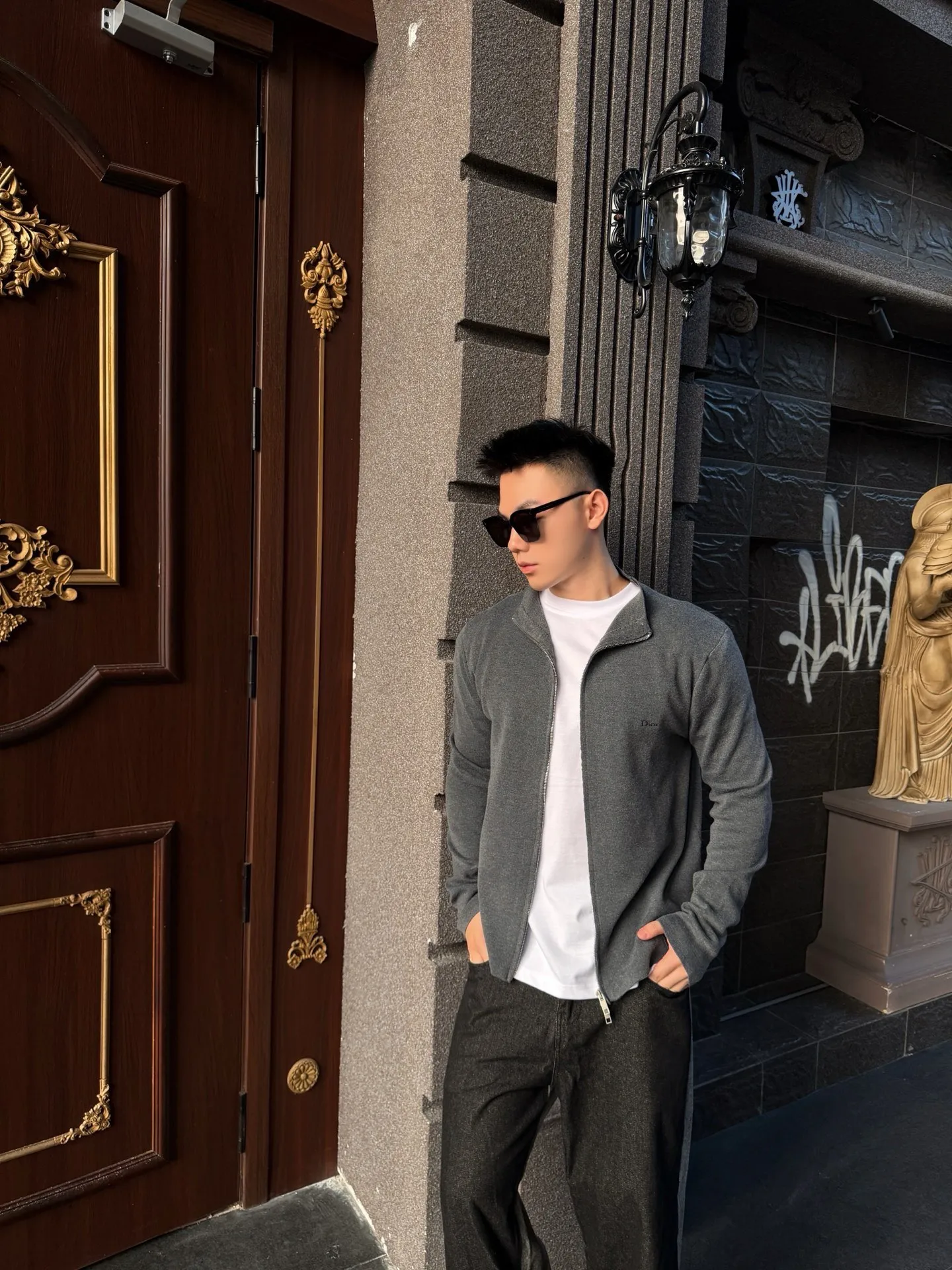 Dior/Dior Small Shearling Reversible Zip Cardigan
