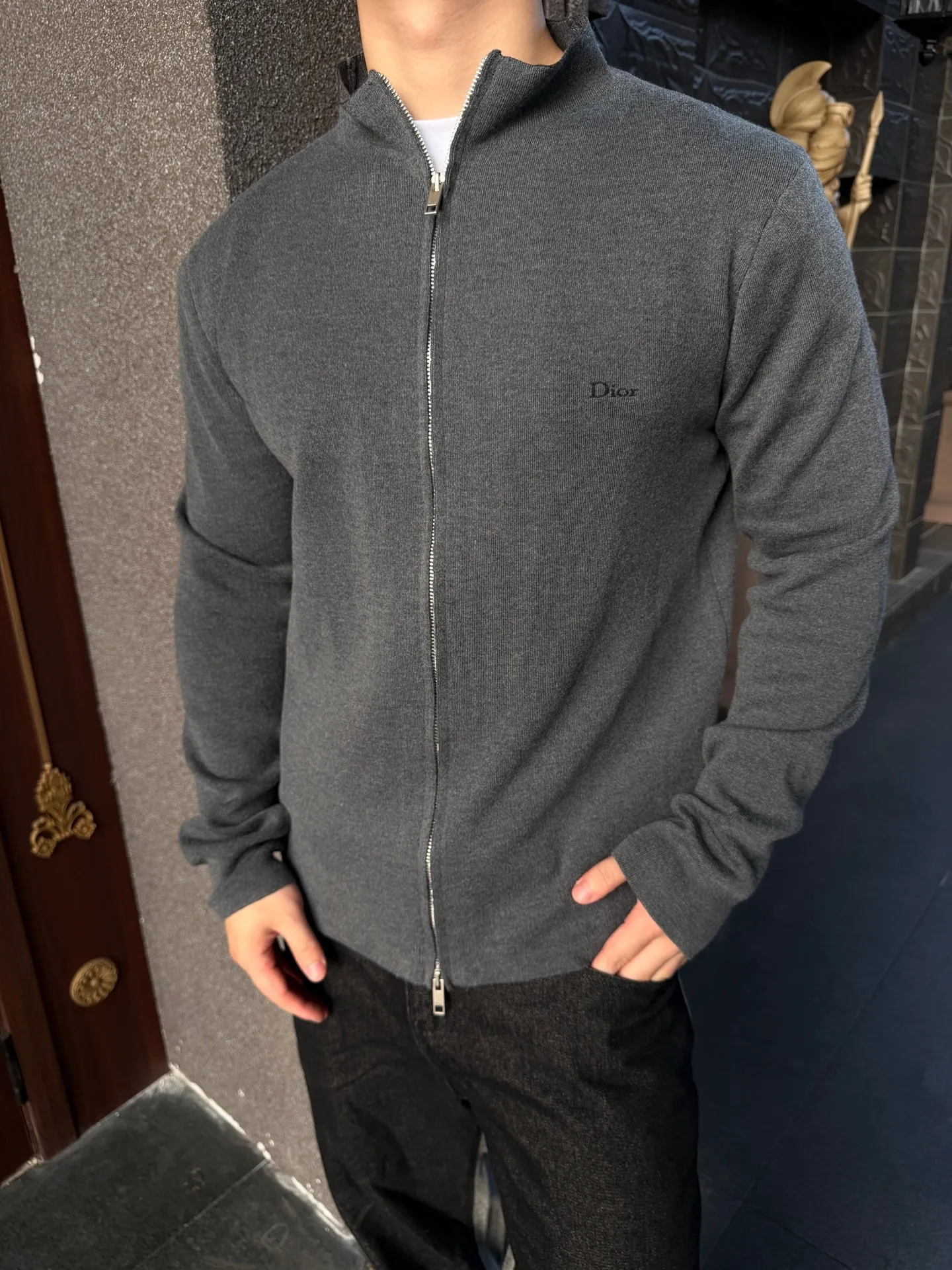 Dior/Dior Small Shearling Reversible Zip Cardigan