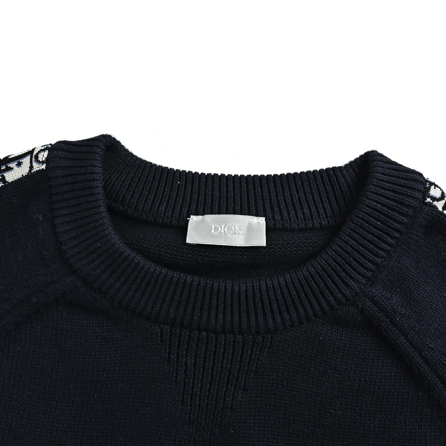 Dior/Dior Circular neck sweater with long woven ribbon