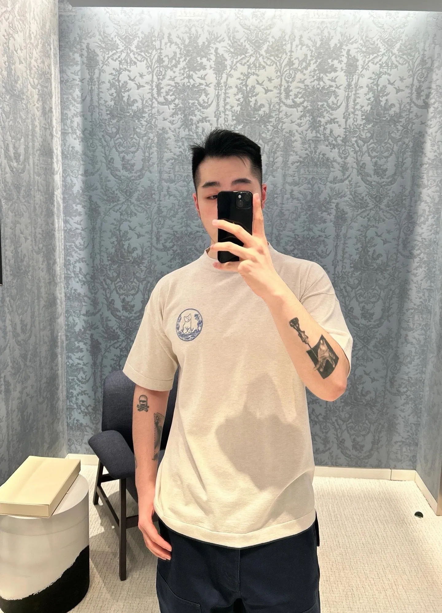 Dior/Dior 25ss Cat Embroidered Knitted Short Sleeves