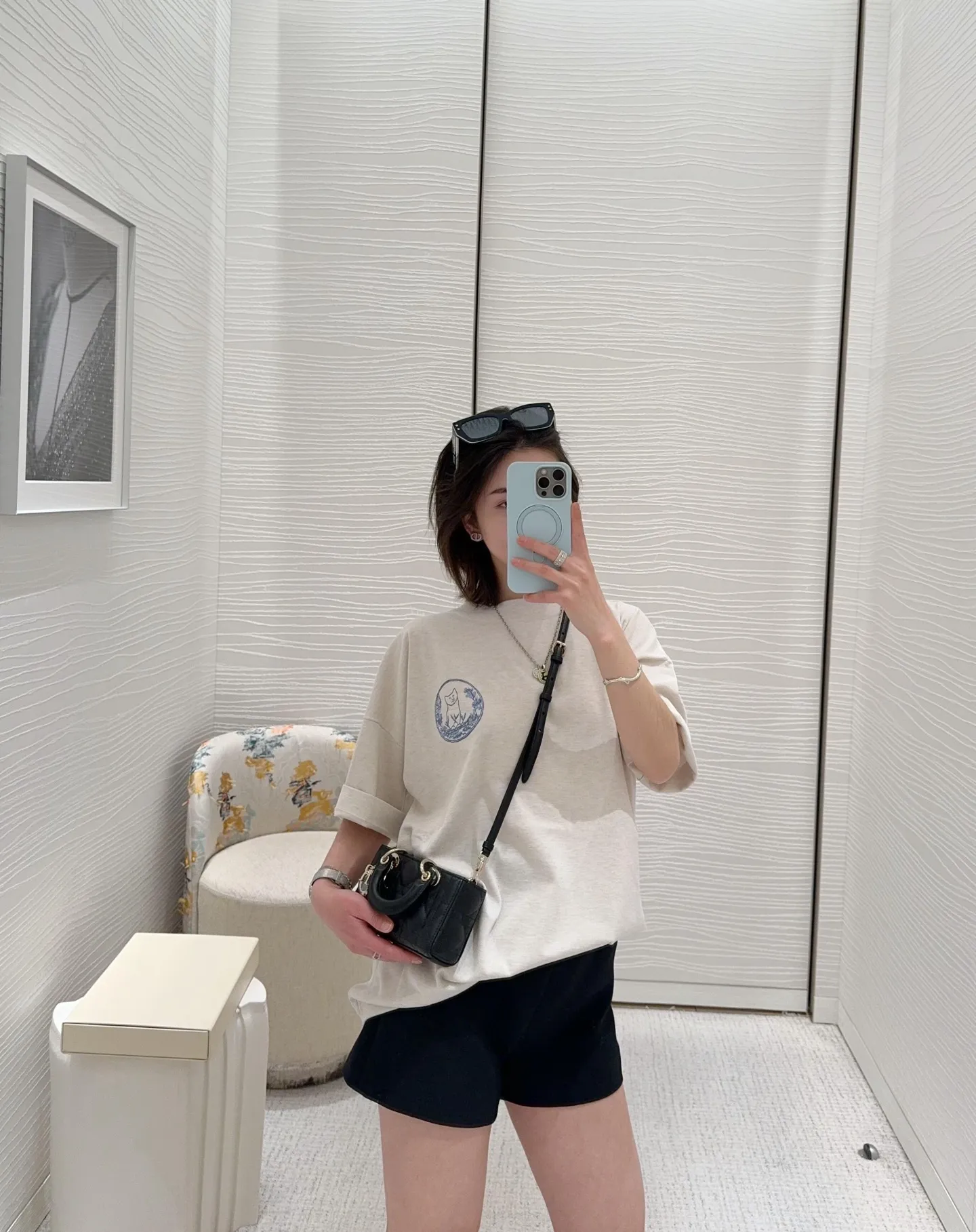 Dior/Dior 25ss Cat Embroidered Knitted Short Sleeves