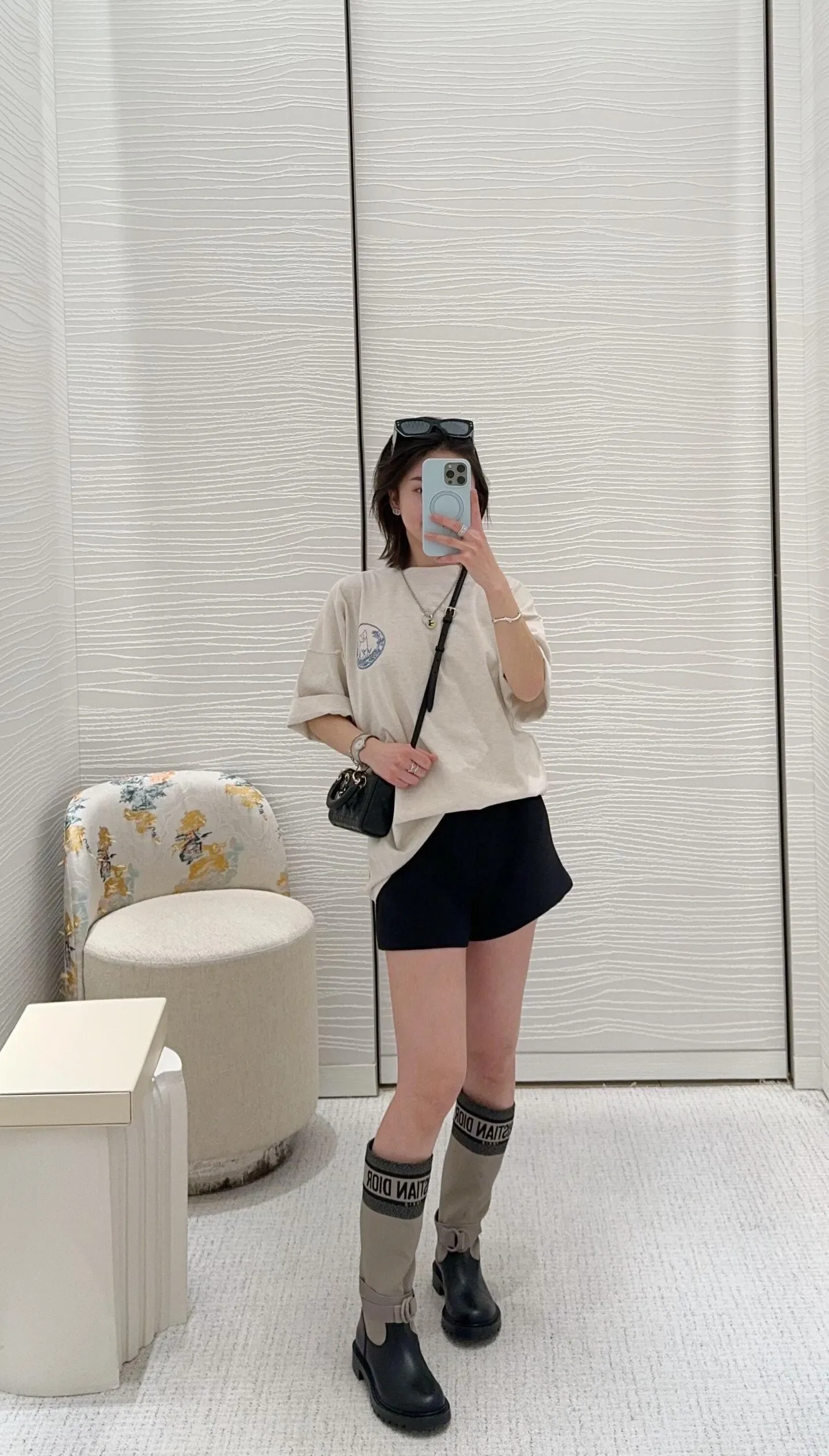 Dior/Dior 25ss Cat Embroidered Knitted Short Sleeves