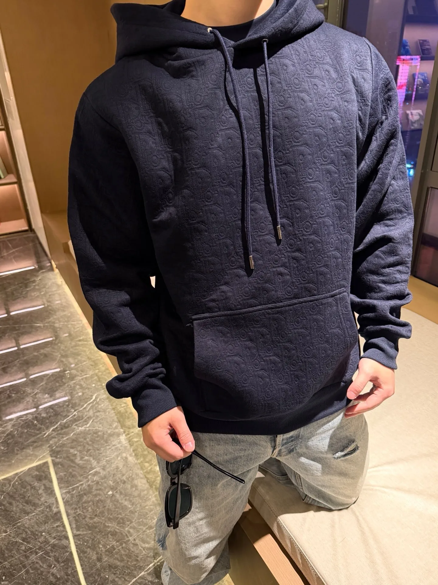 Dior/Dior 25Fw Monogram Embossed Hooded Sweatshirt