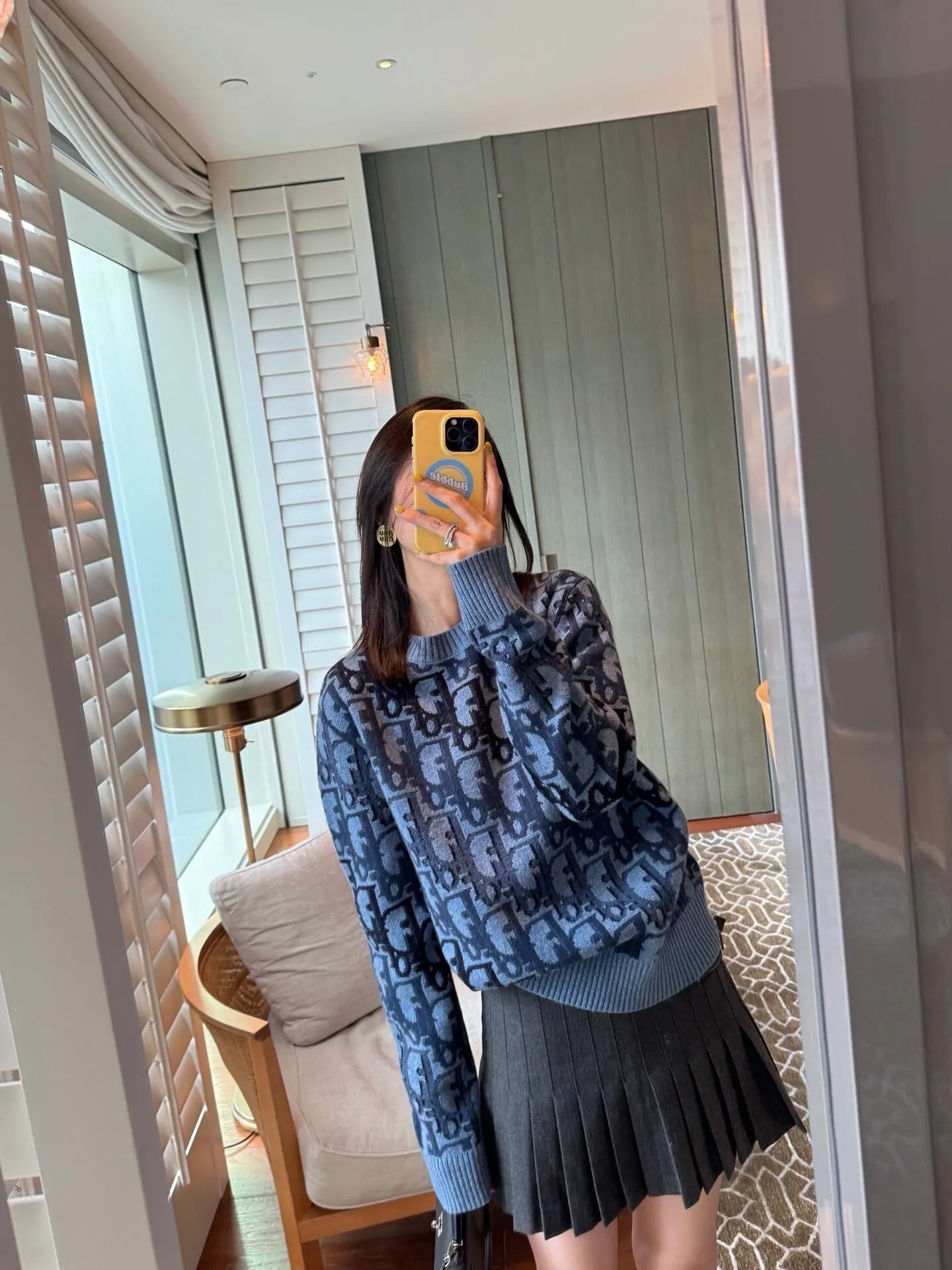 Dior/Dior Regular Flowers Gradient Full Print Jacquard Crewneck Sweater