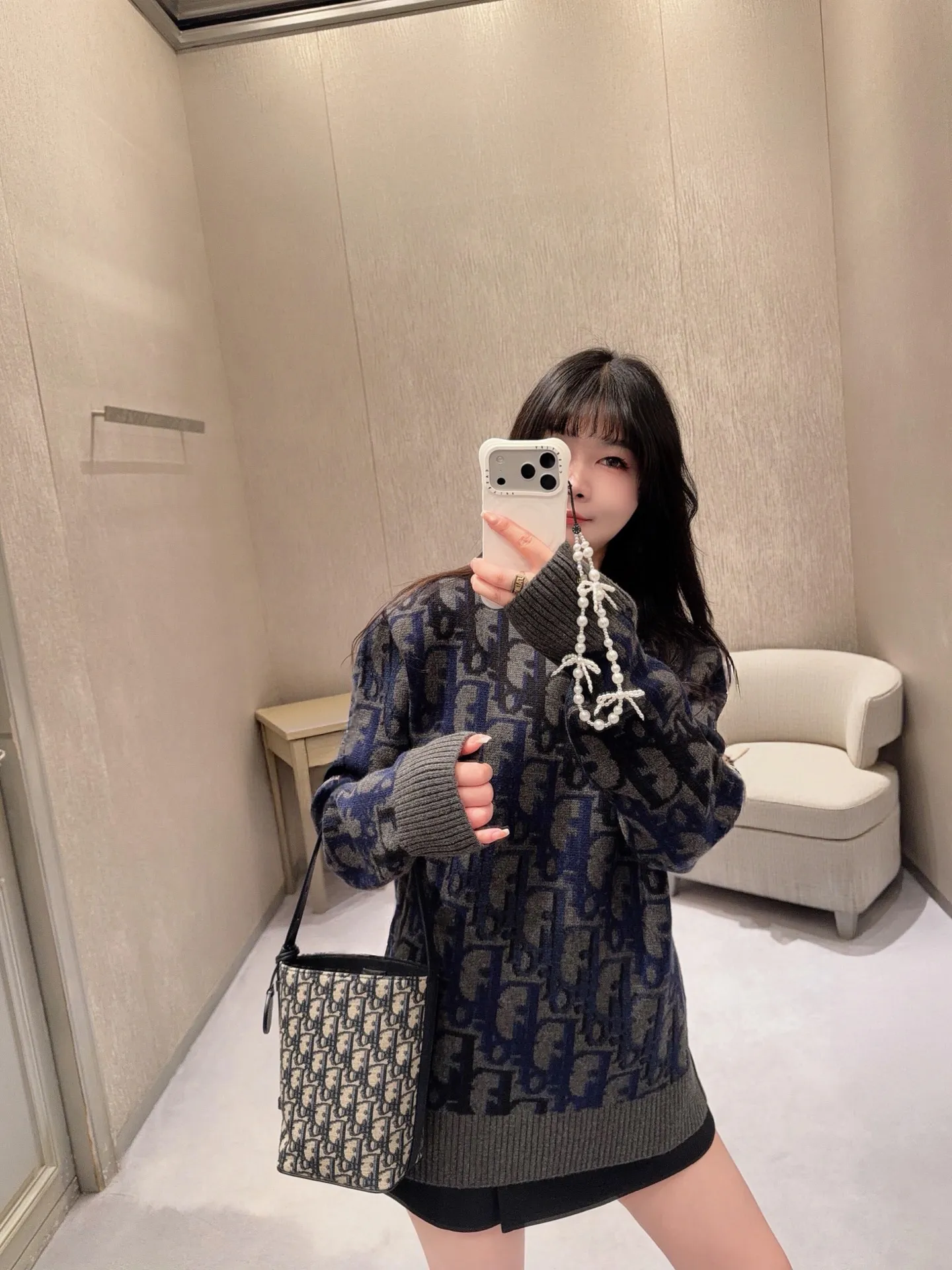 Dior/Dior Regular Flowers Gradient Full Print Jacquard Crewneck Sweater