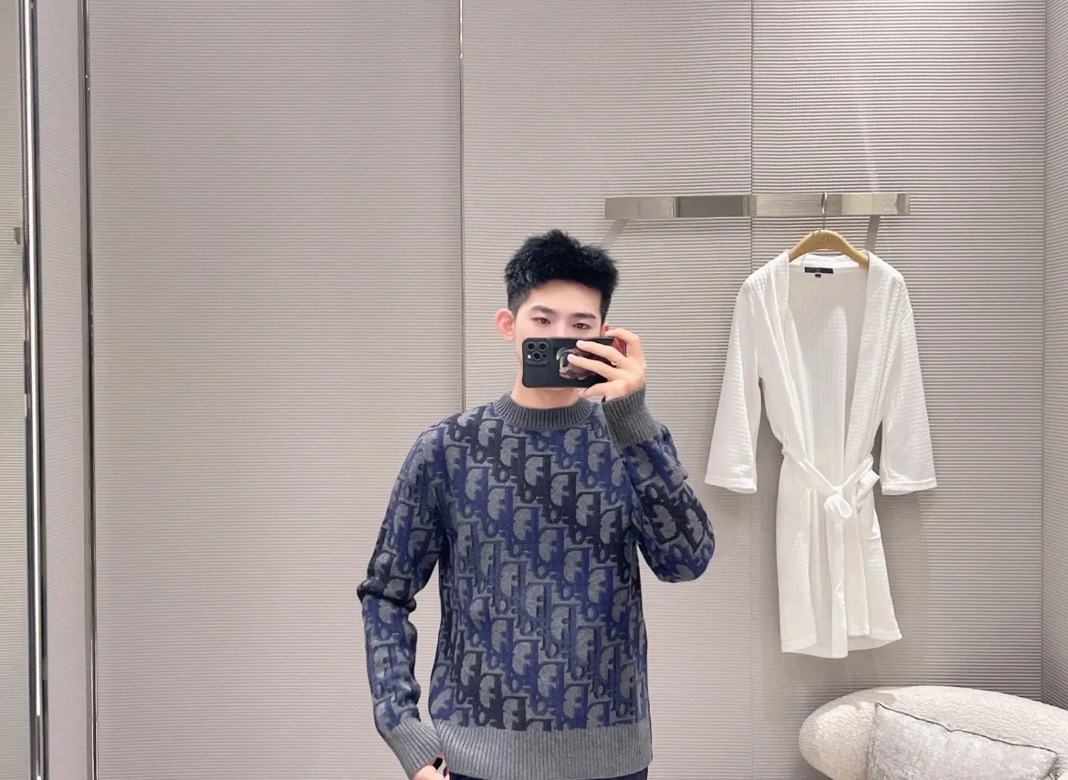 Dior/Dior Regular Flowers Gradient Full Print Jacquard Crewneck Sweater