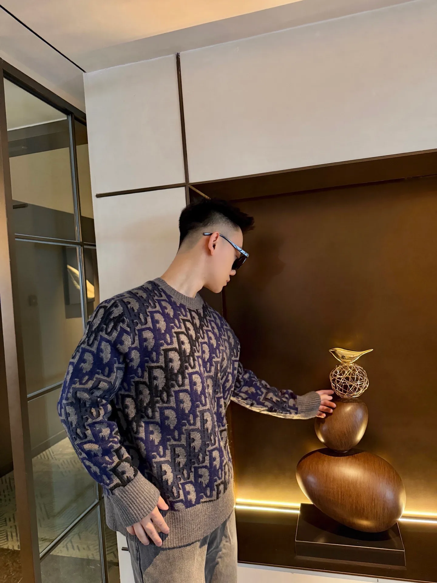 Dior/Dior Regular Flowers Gradient Full Print Jacquard Crewneck Sweater