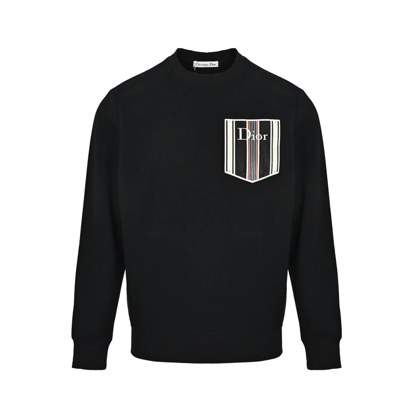 Dior/Dior Floral Striped Fake Pocket Crew Neck Sweatshirt