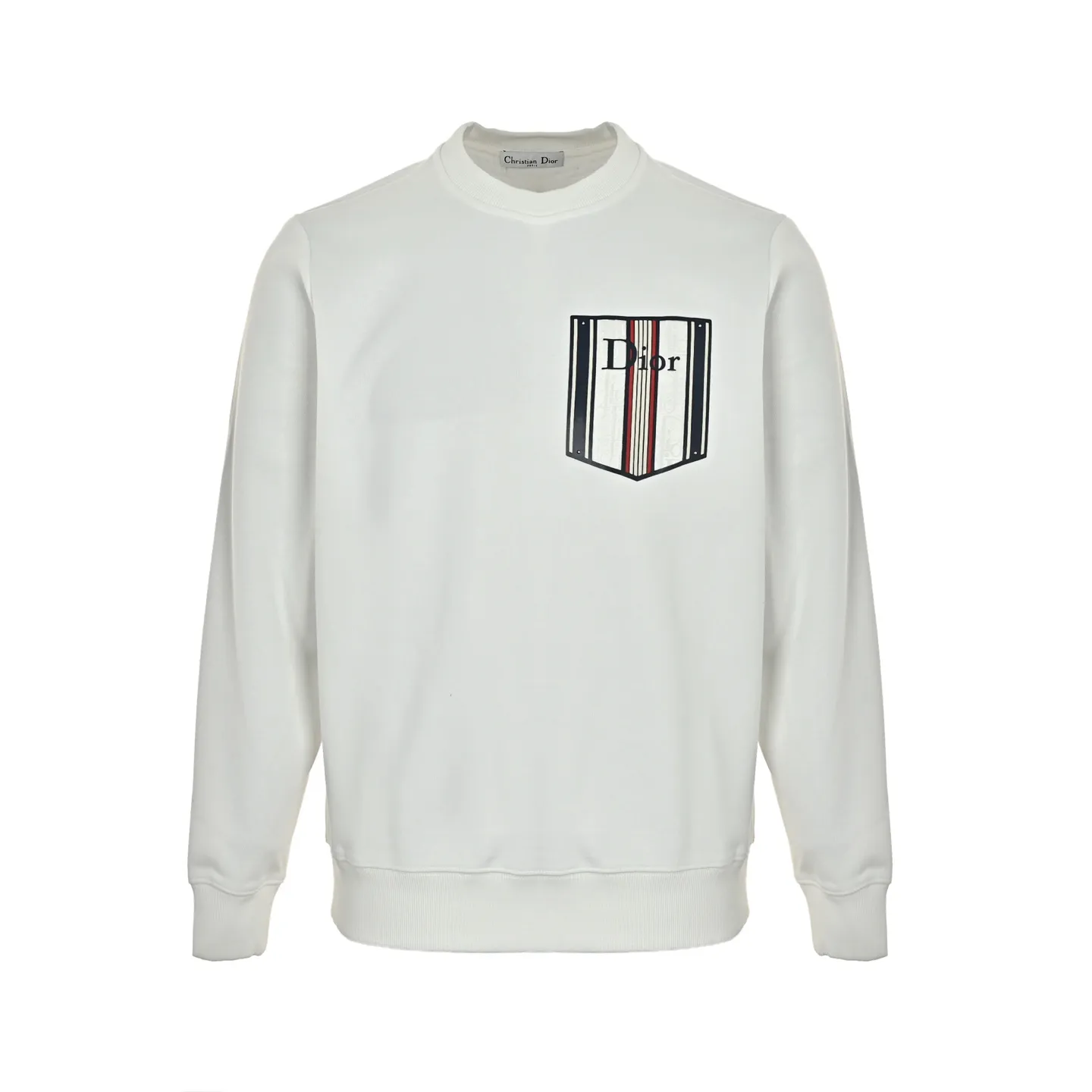 Dior/Dior Floral Striped Fake Pocket Crew Neck Sweatshirt