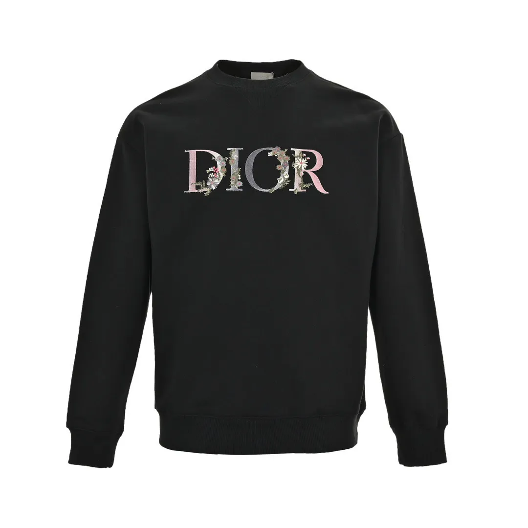 Dior/Dior 23Fw gradient floral letter embroidered round neck sweatshirt