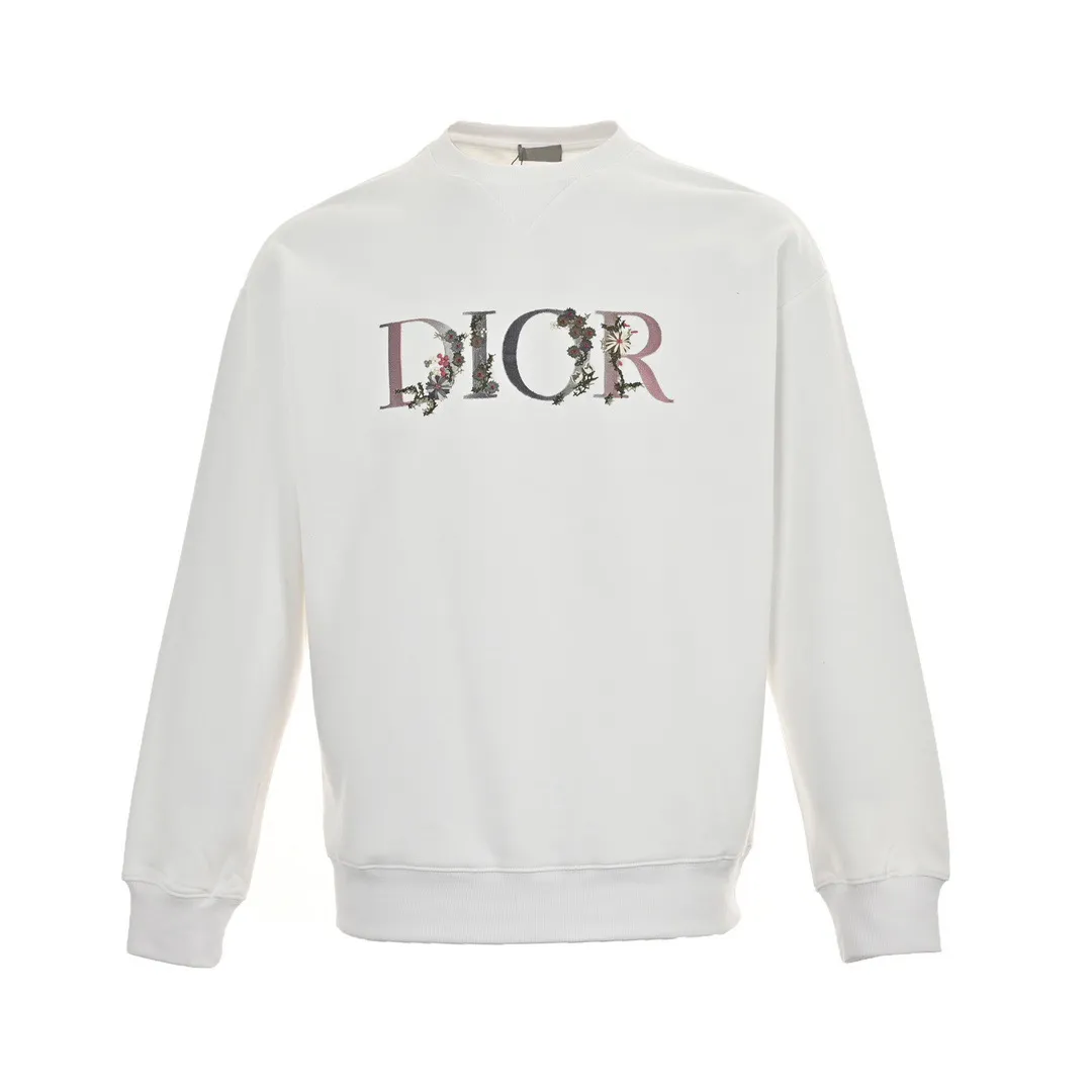 Dior/Dior 23Fw gradient floral letter embroidered round neck sweatshirt
