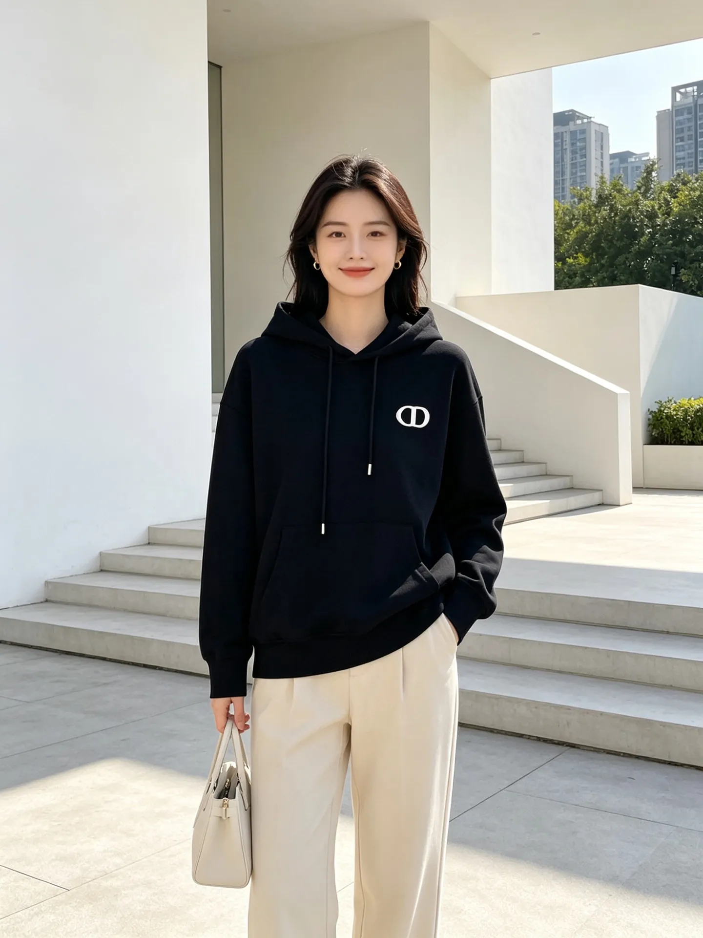 Dior/Dior Classic CD Embroidered Letter Hooded Sweatshirt