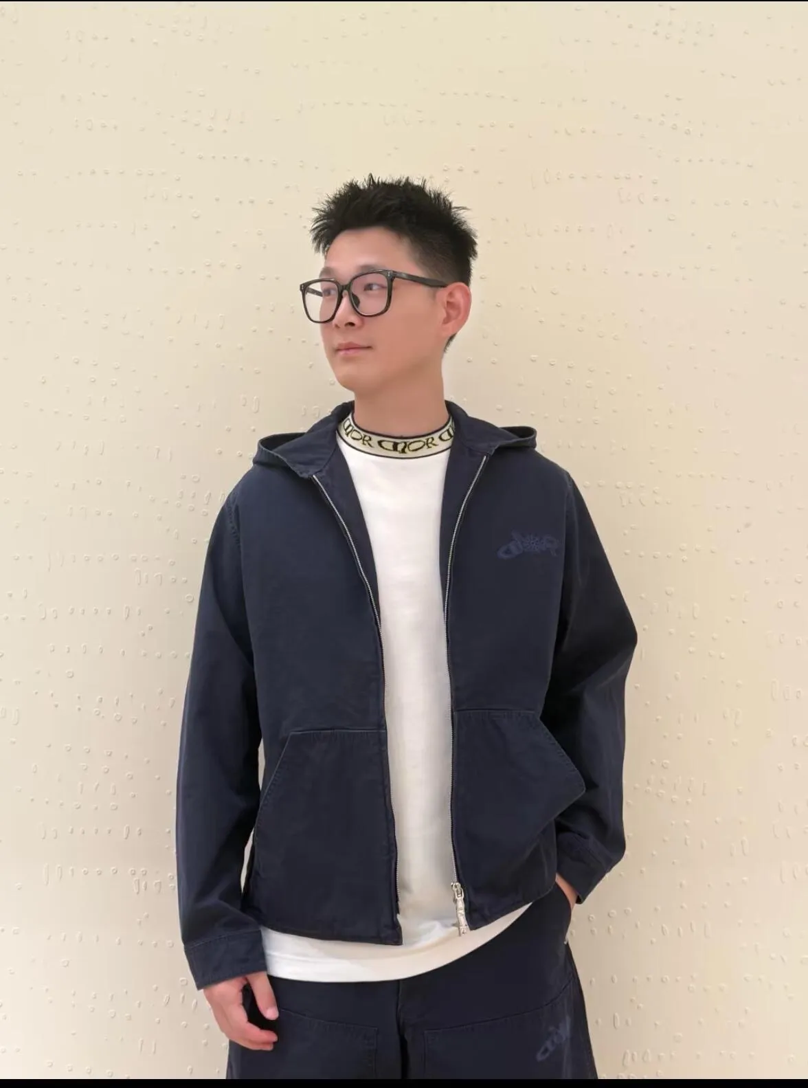 Dior/Dior 25Fw Co-Branded Embroidered Logo Canvas Zip Hooded Jacket
