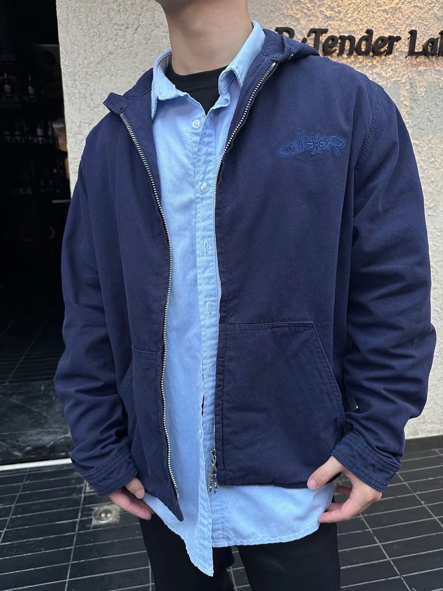 Dior/Dior 25Fw Co-Branded Embroidered Logo Canvas Zip Hooded Jacket
