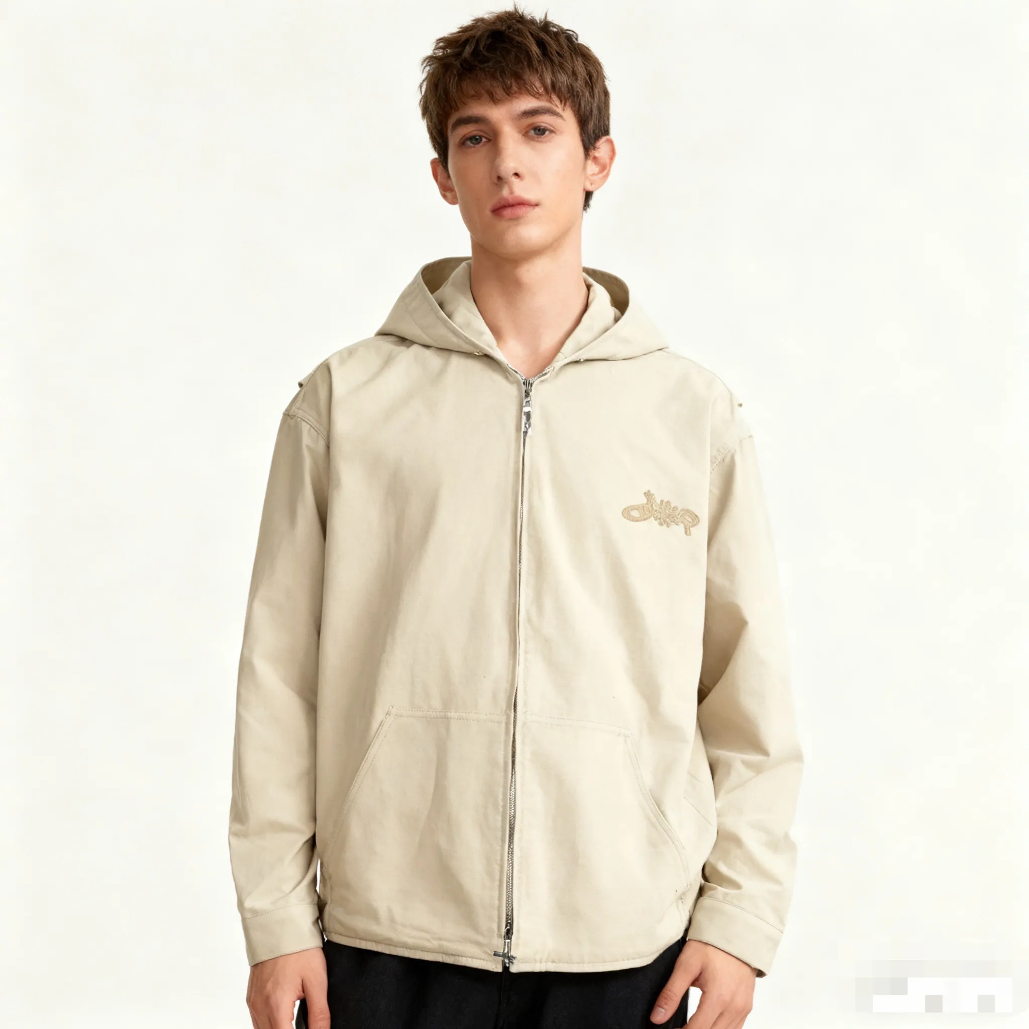 Dior/Dior 25Fw Co-Branded Embroidered Logo Canvas Zip Hooded Jacket
