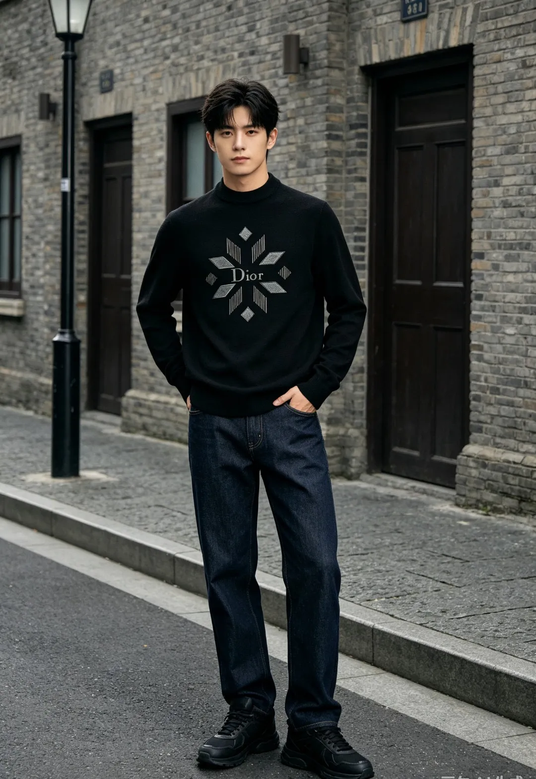Dior/Dior diamond letter print crew neck sweater