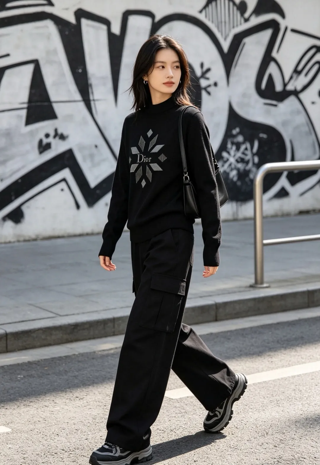 Dior/Dior diamond letter print crew neck sweater