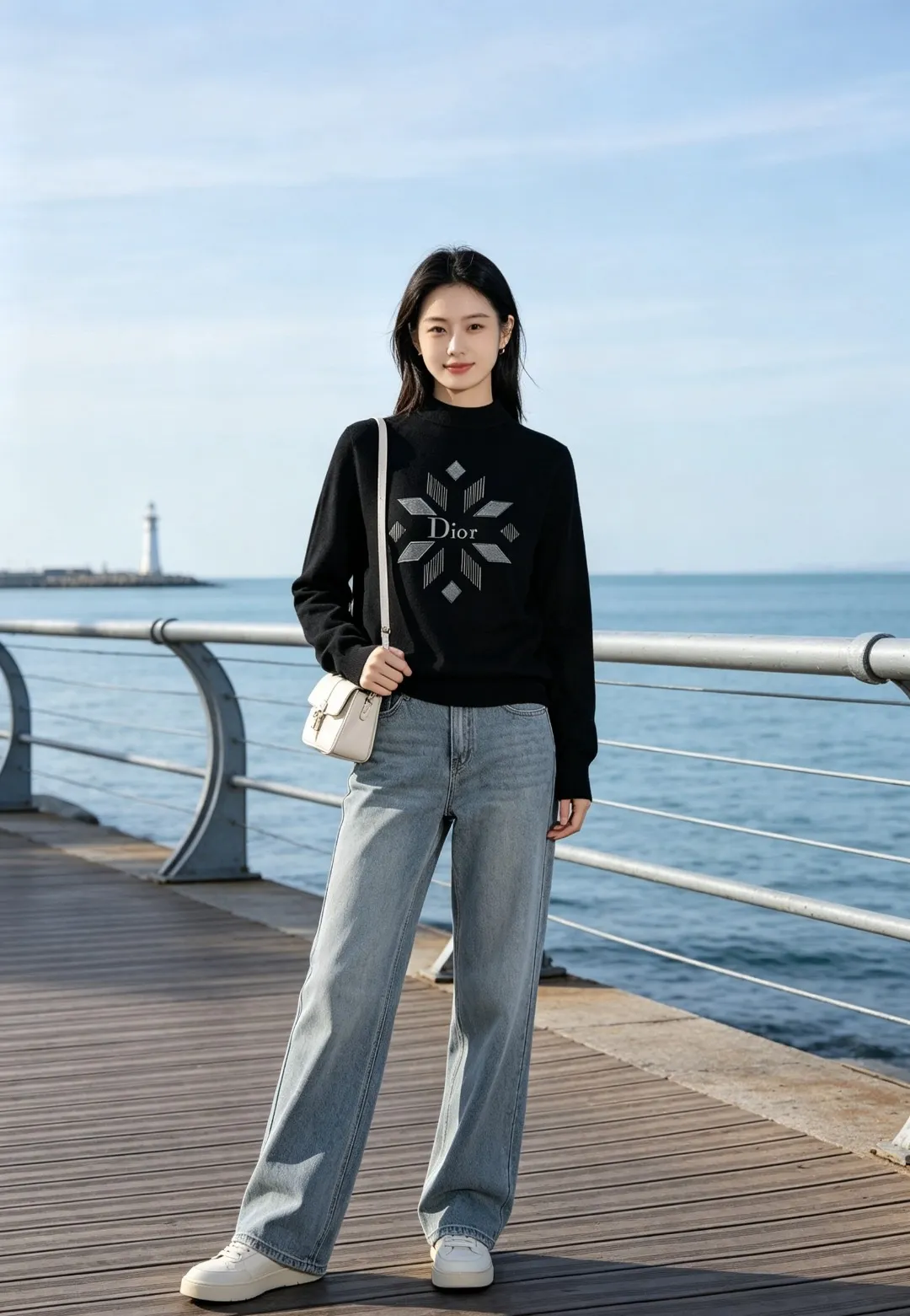 Dior/Dior diamond letter print crew neck sweater